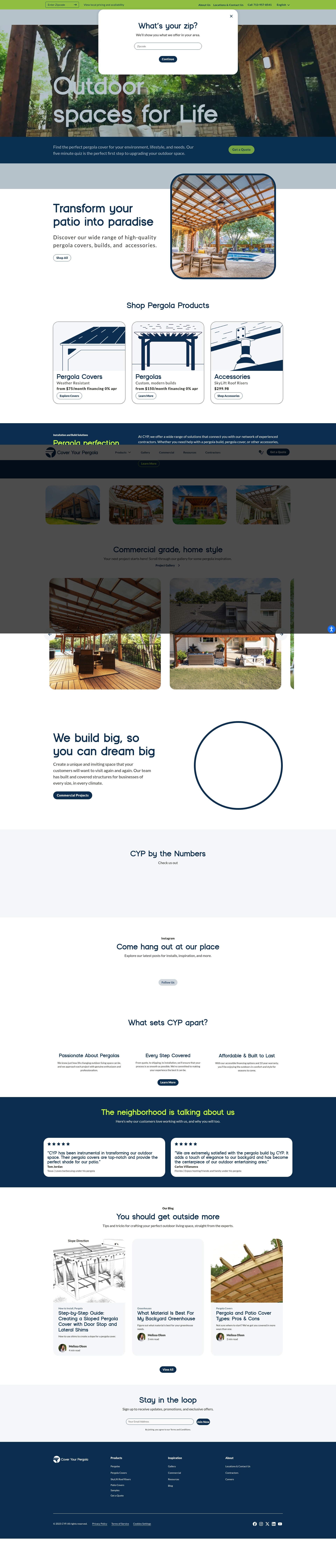 Screenshot of pergolacover.com