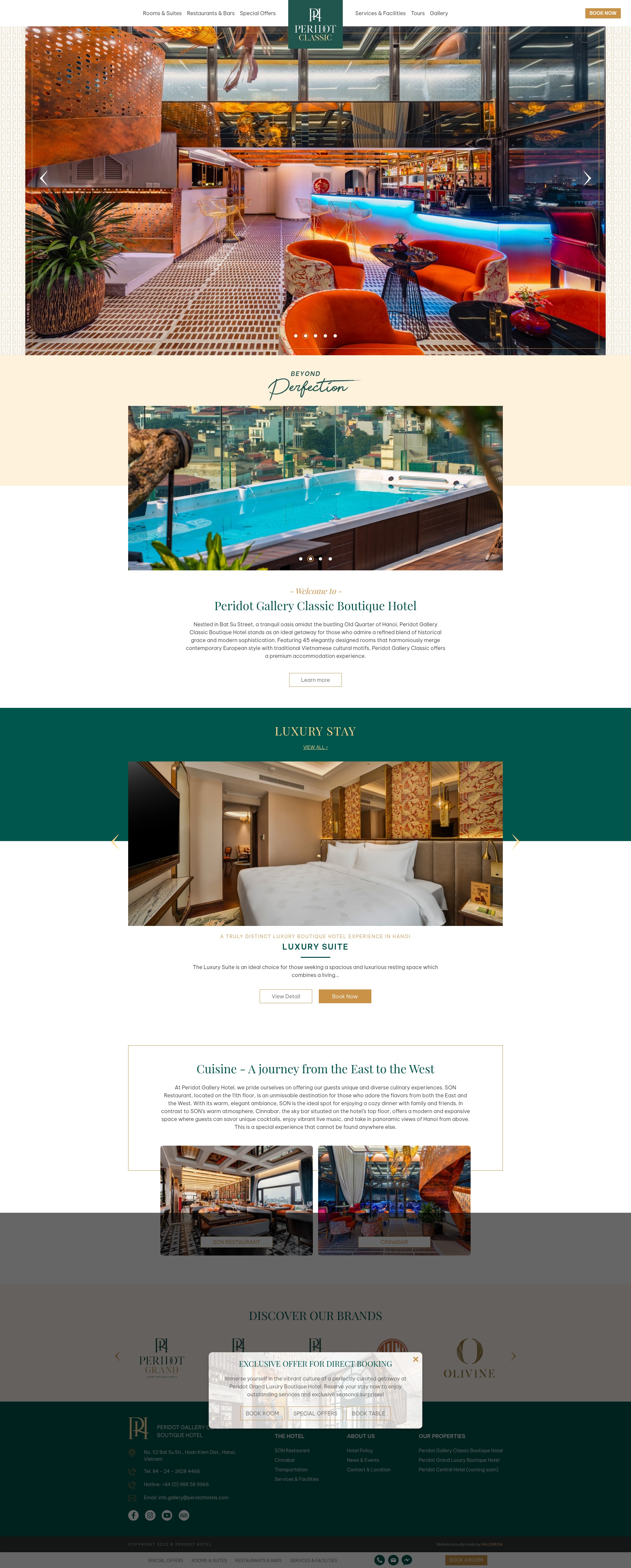 Screenshot of peridotgalleryhotel.com