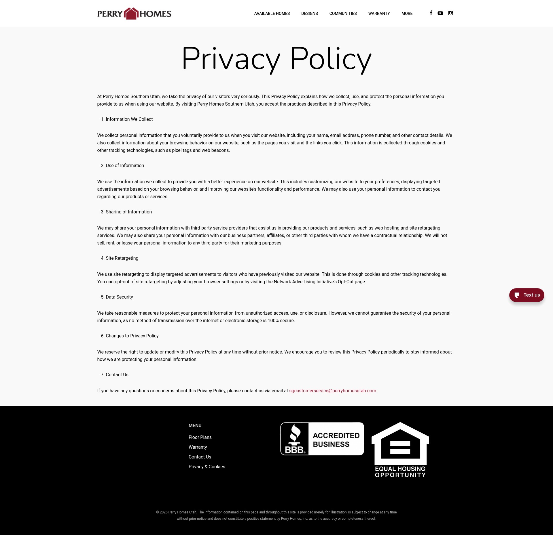 Screenshot of perryhomesutah.com