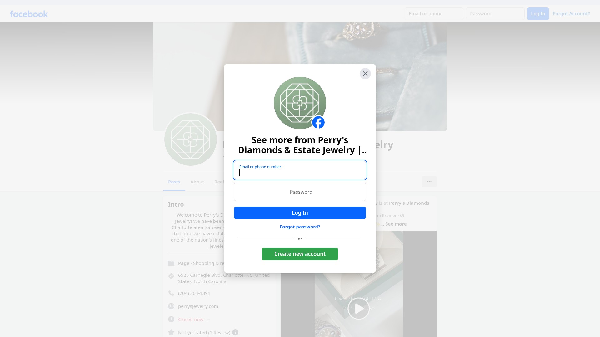 Screenshot of perrysjewelry.com