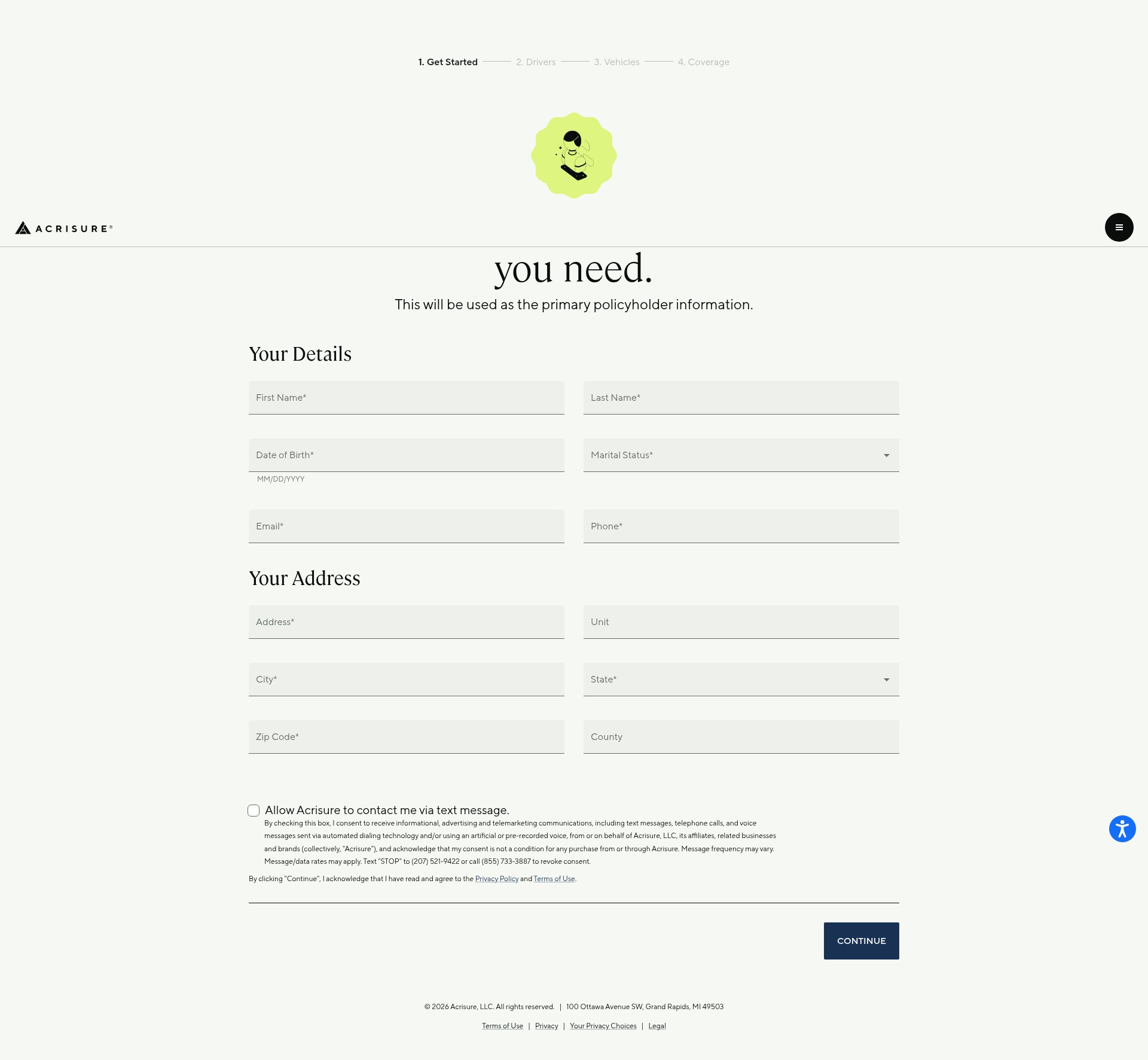 Screenshot of personal.acrisure.com