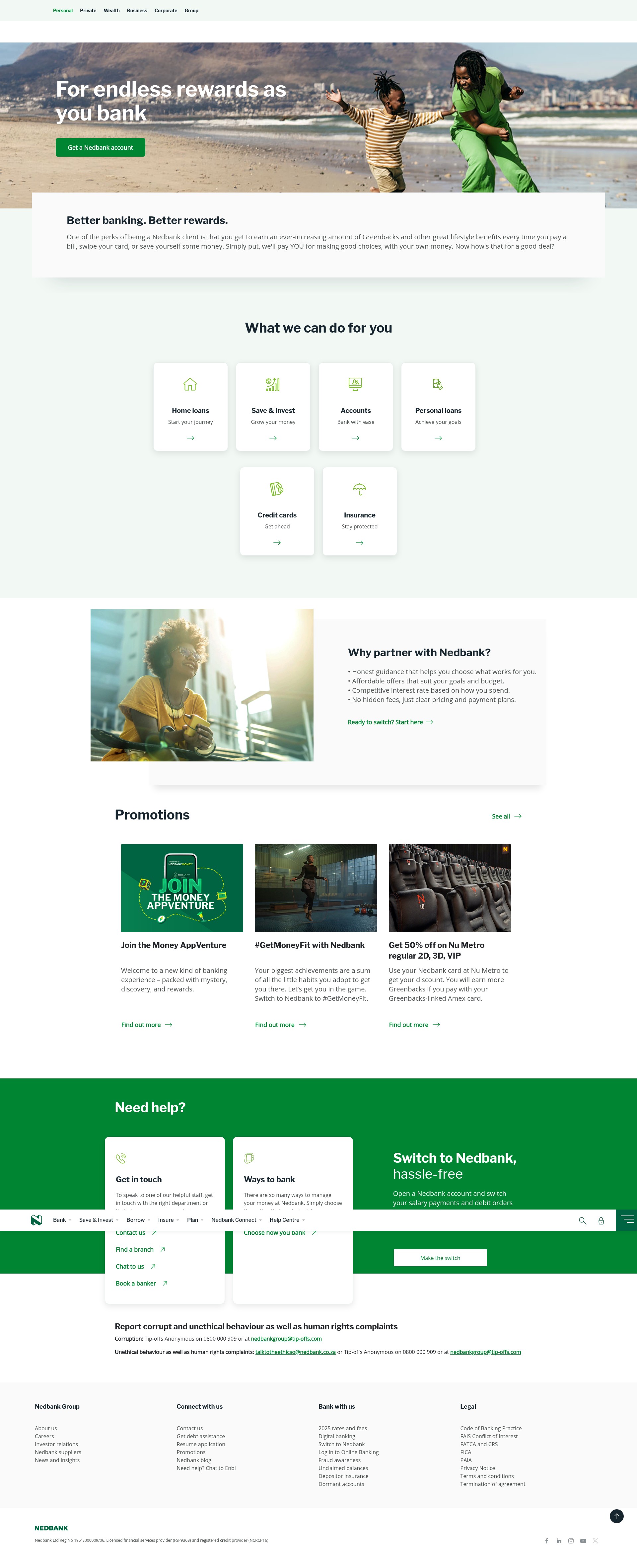 Screenshot of personal.nedbank.co.za