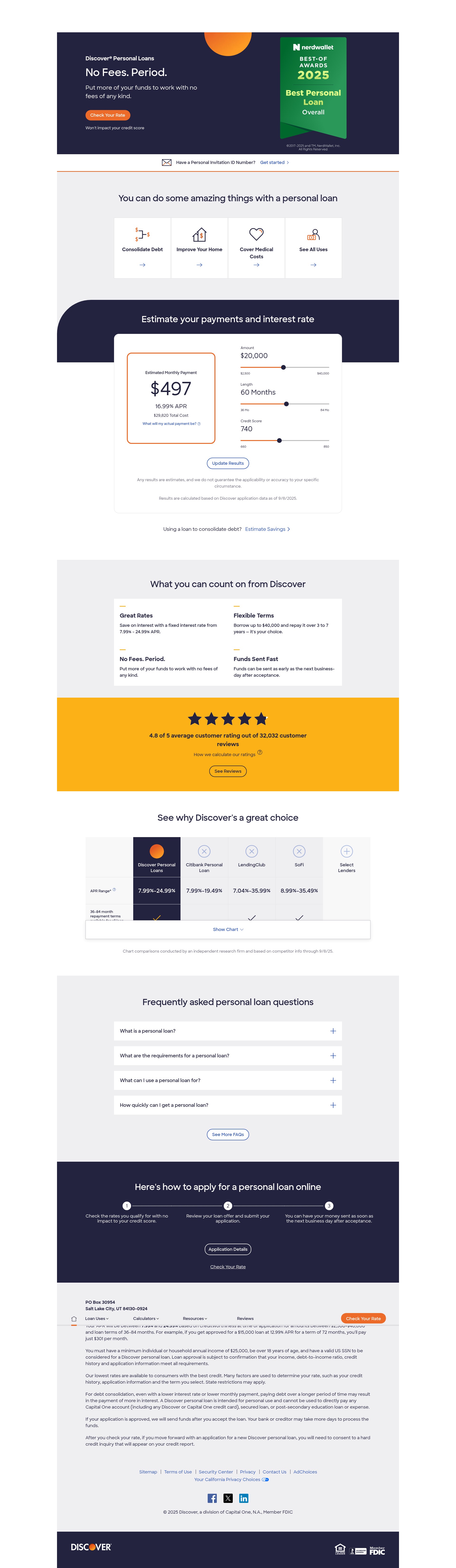Screenshot of personalloans.discover.com