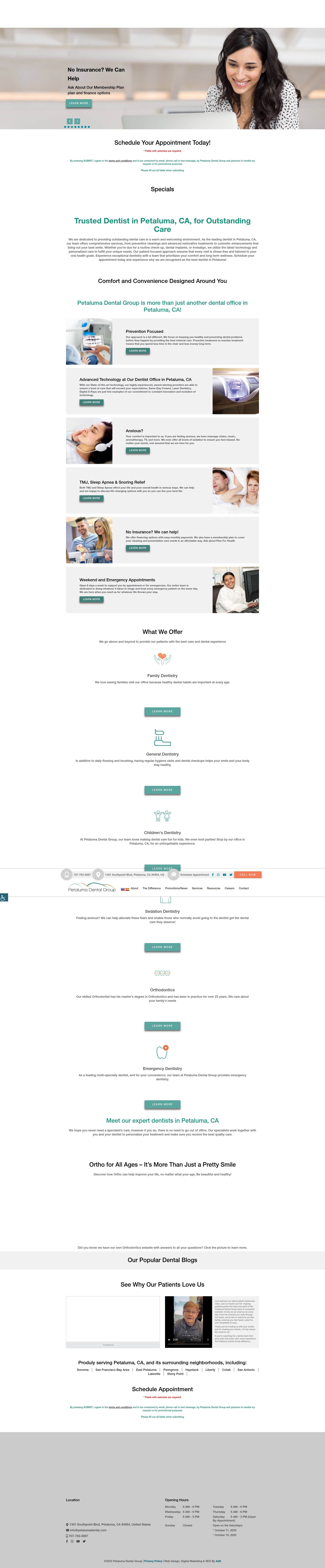 Screenshot of petalumadental.com