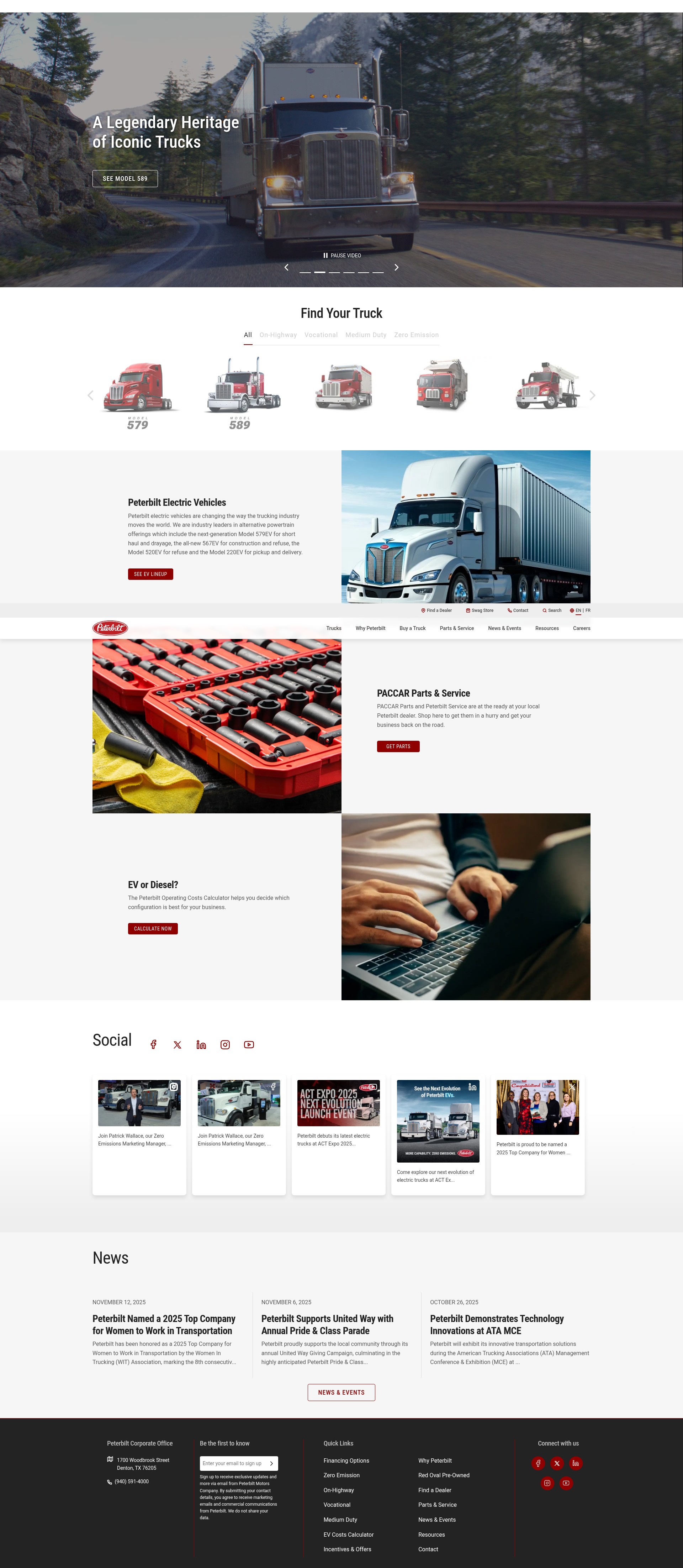 Screenshot of peterbilt.com