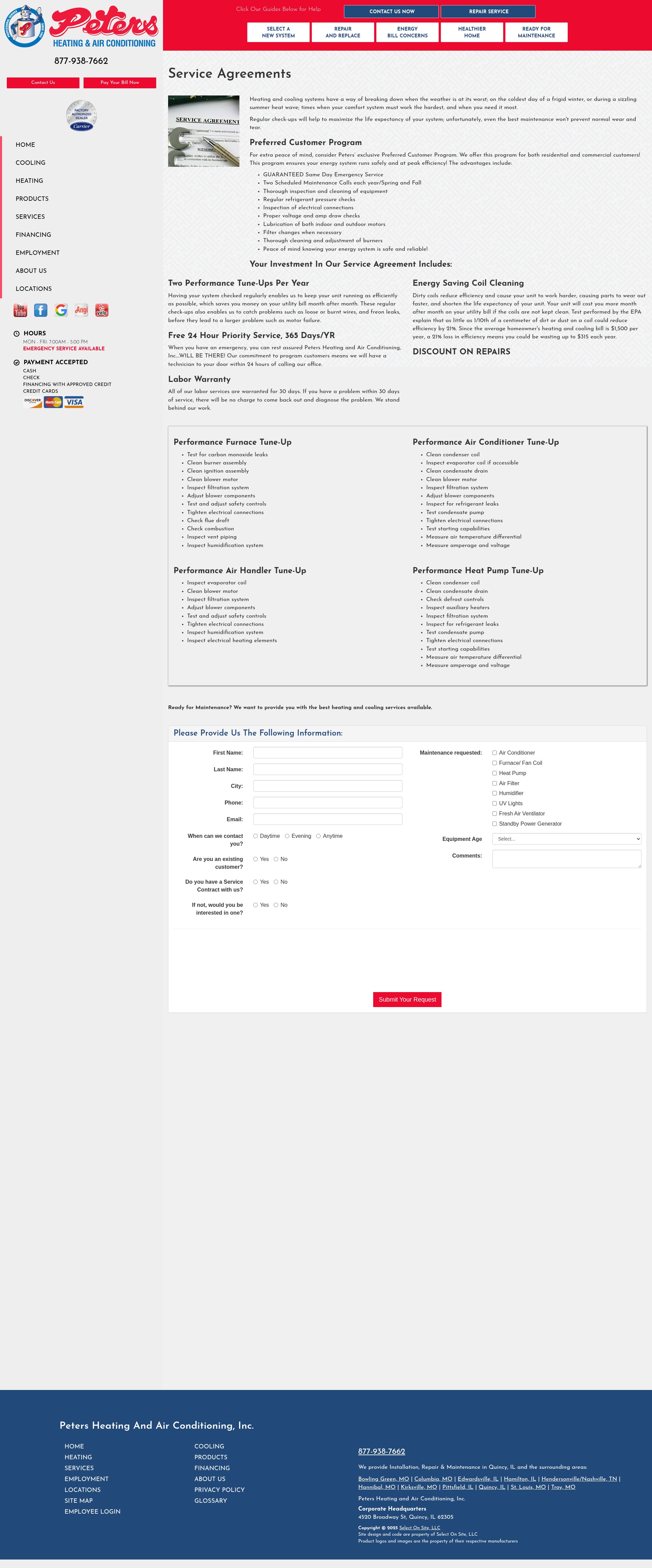 Screenshot of petersheatingandair.com