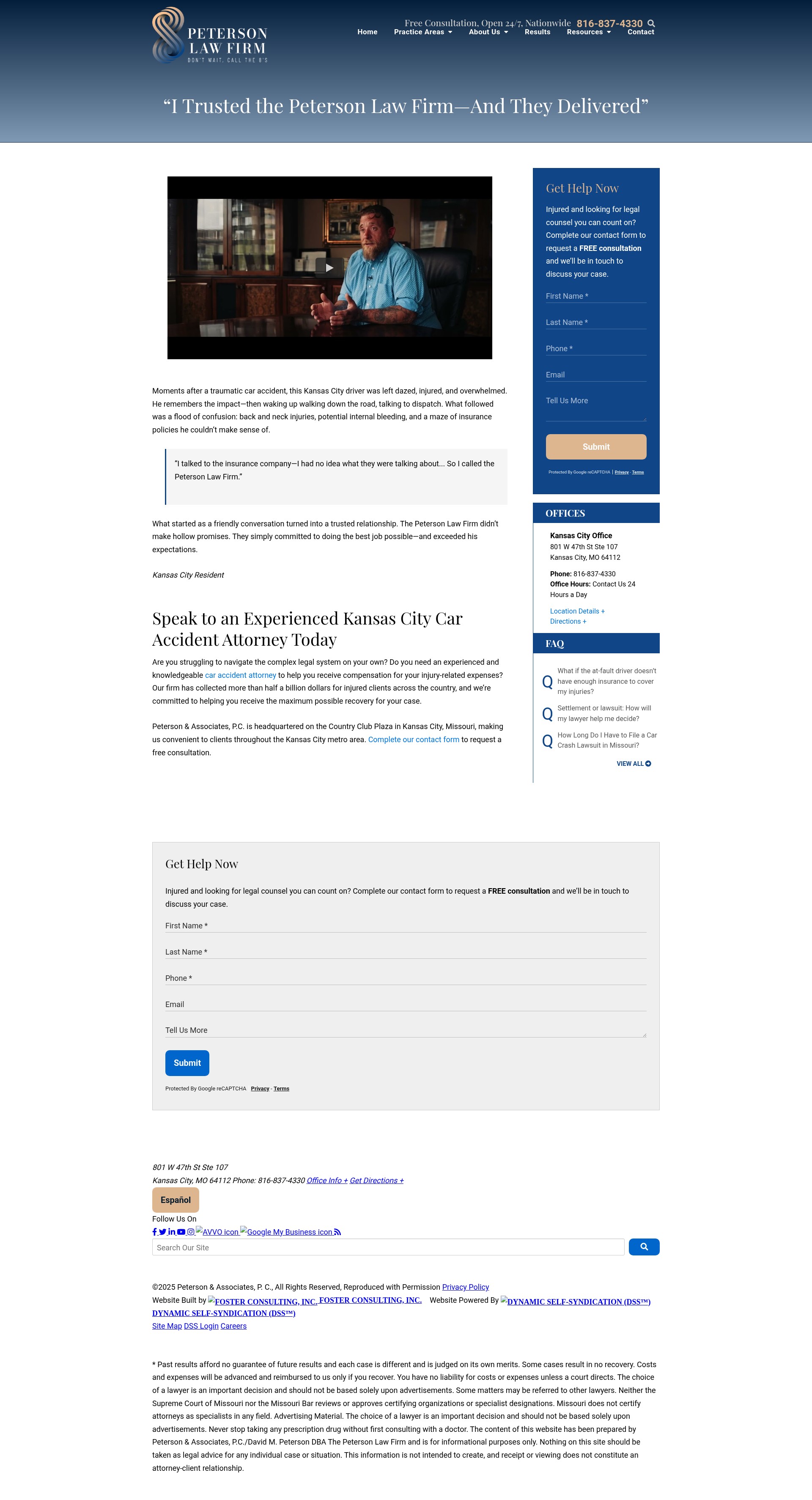 Screenshot of petersonlawfirm.com