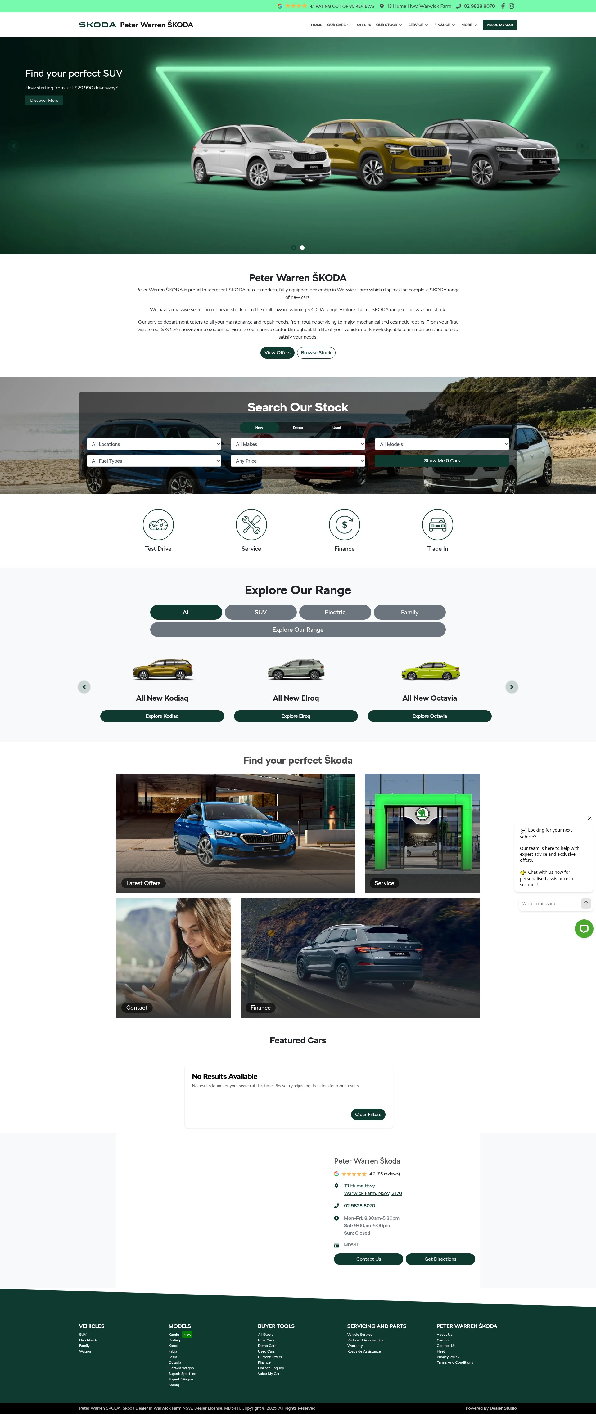 Screenshot of peterwarrenskoda.com.au