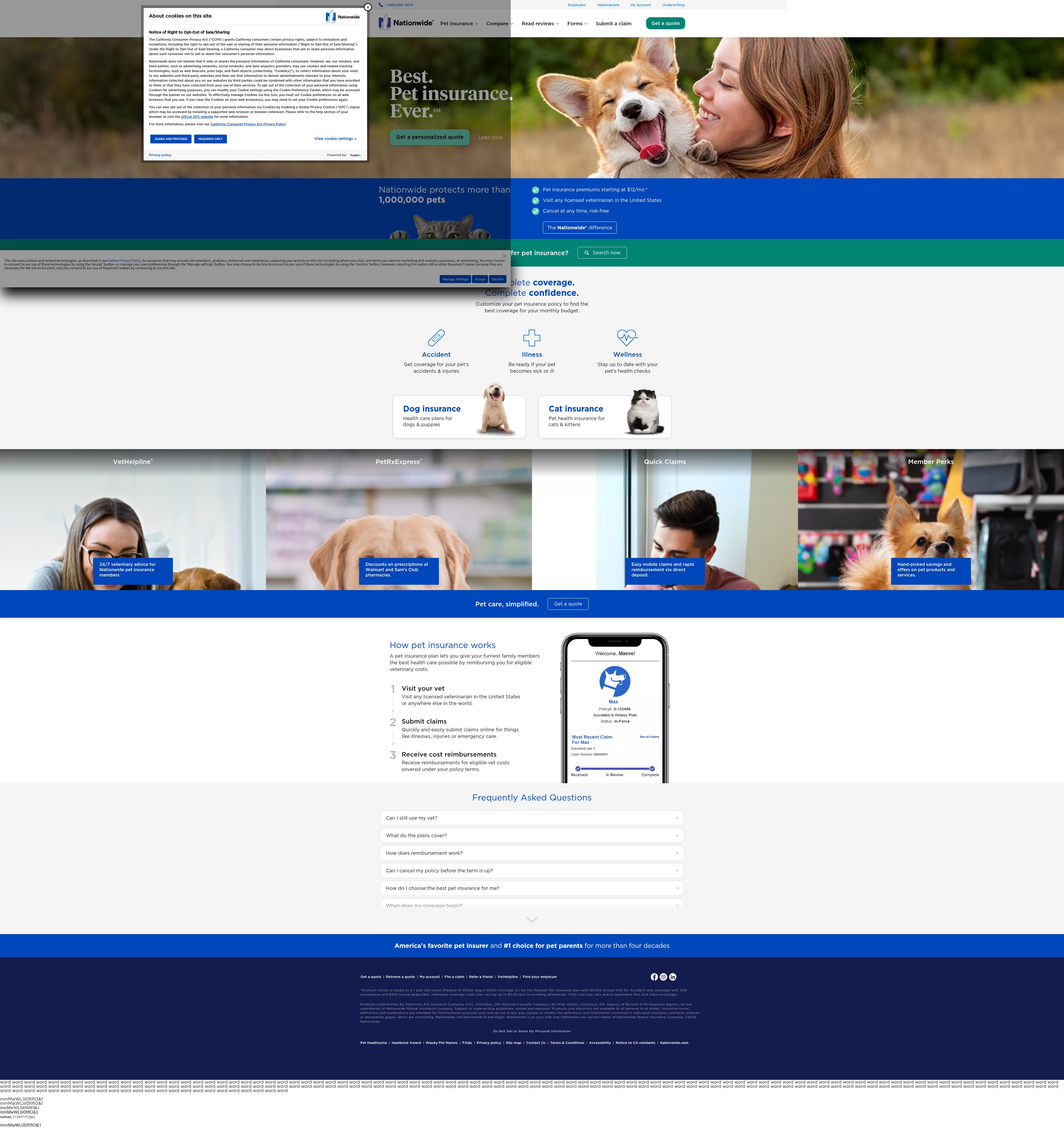 Screenshot of petinsurance.com