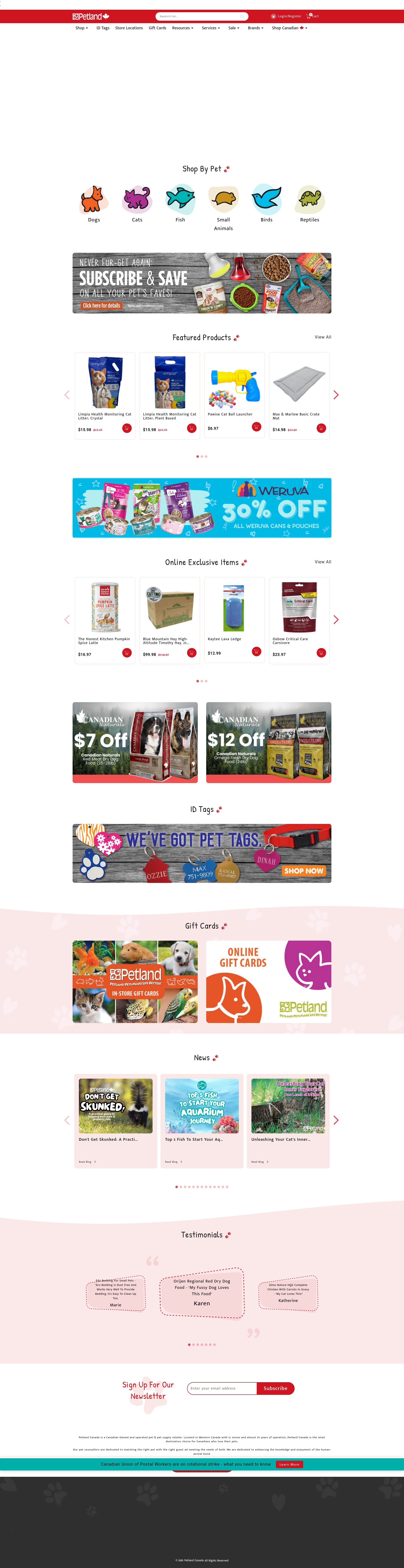 Screenshot of petland.ca
