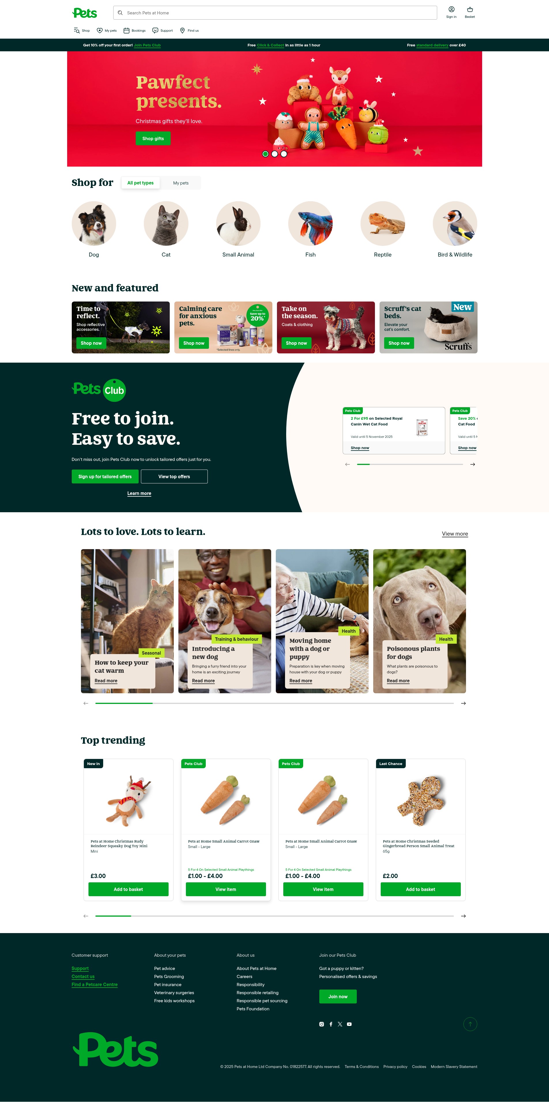 Screenshot of petsathome.com