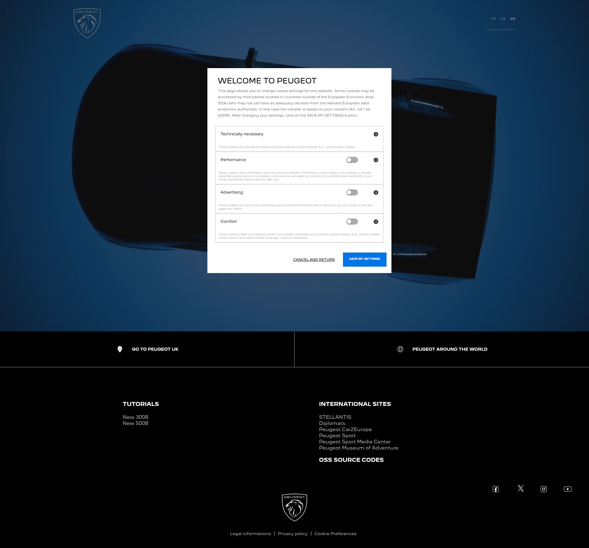 Screenshot of peugeot.com