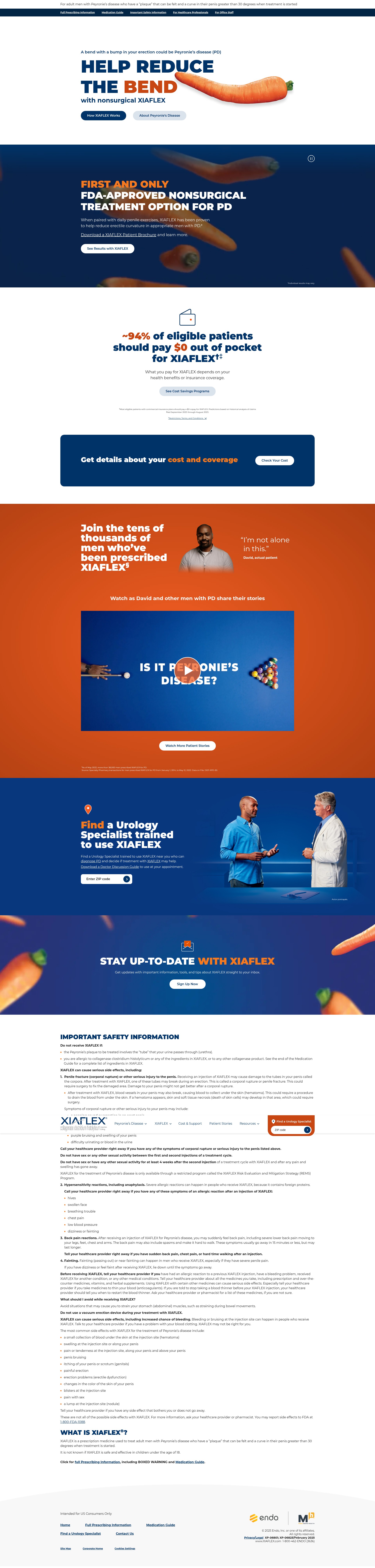 Screenshot of peyronies-disease.xiaflex.com