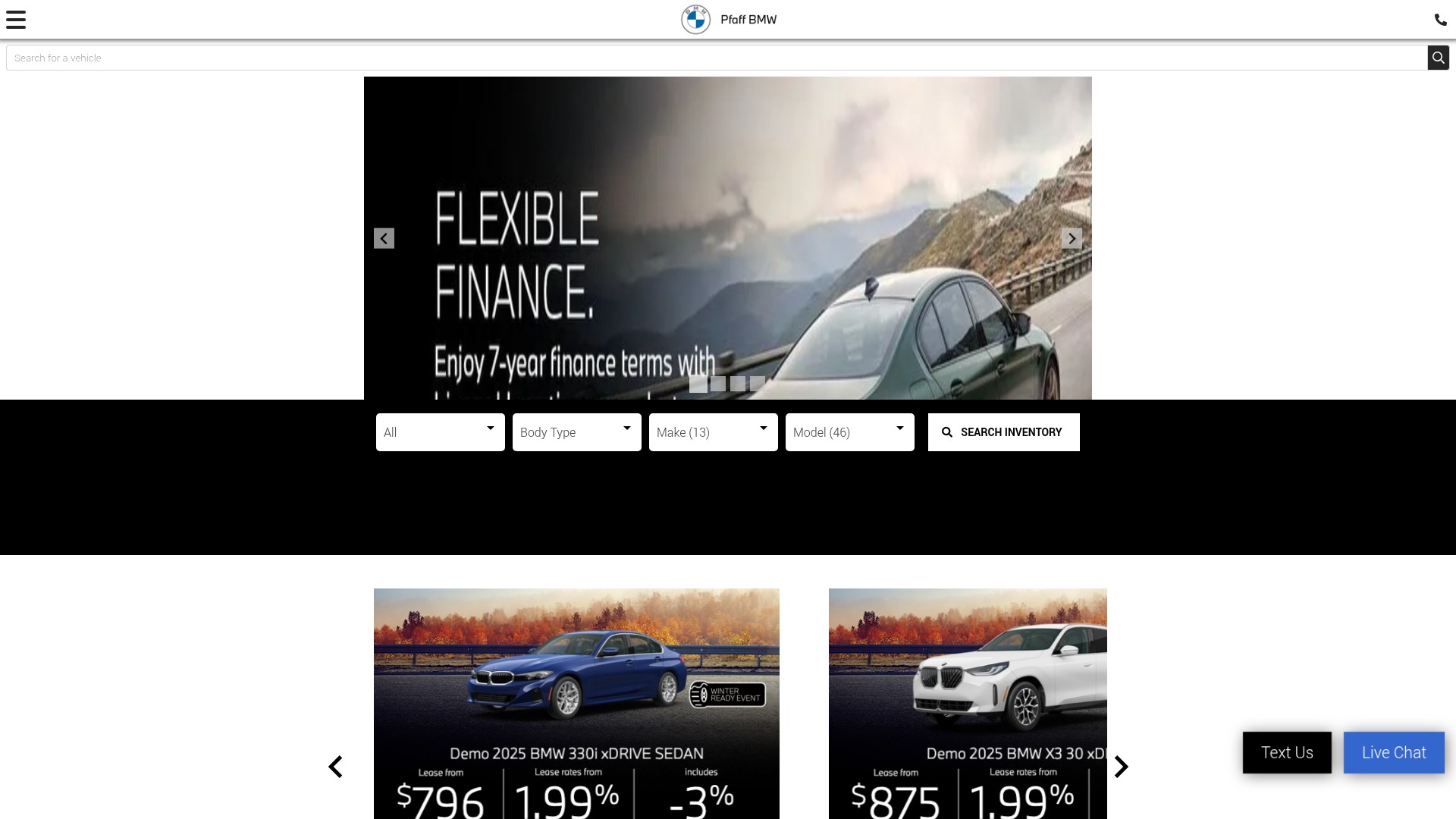 Screenshot of pfaffbmw.com
