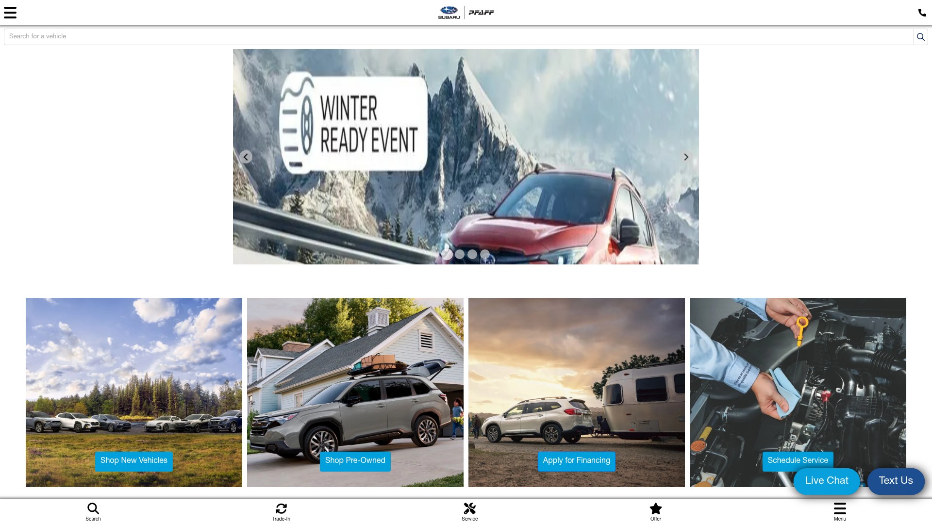 Screenshot of pfaffsubaru.com