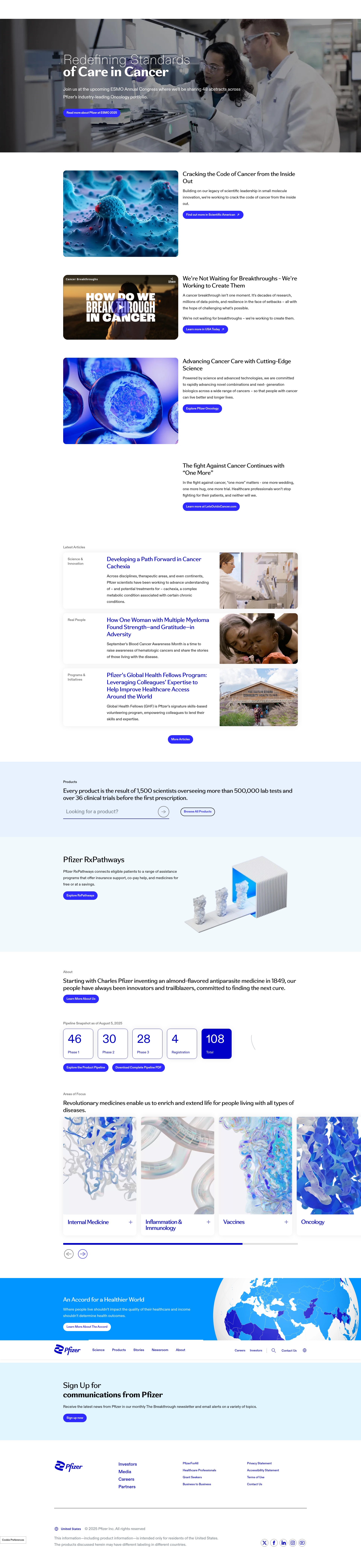 Screenshot of pfizer.com