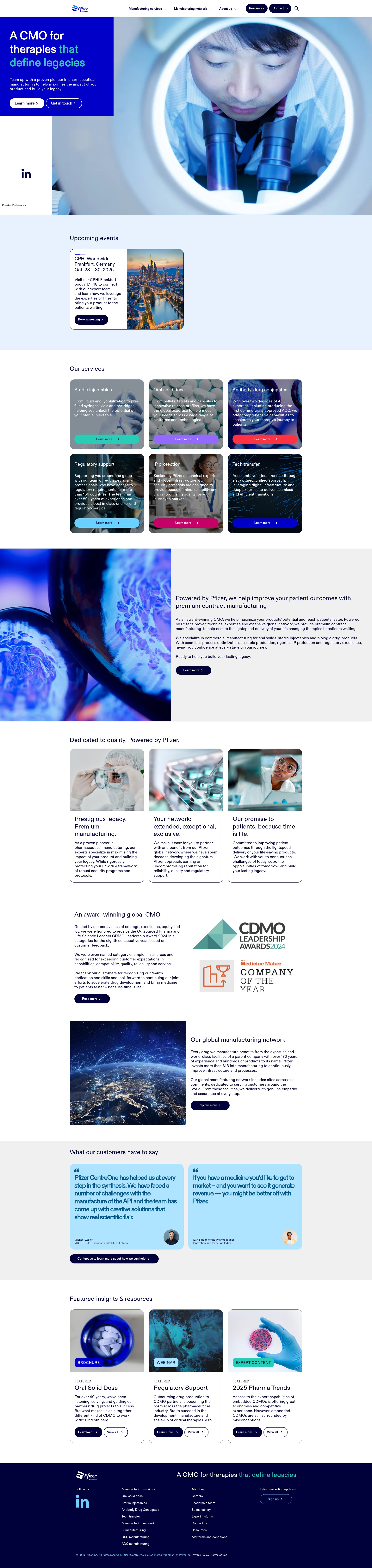 Screenshot of pfizercentreone.com