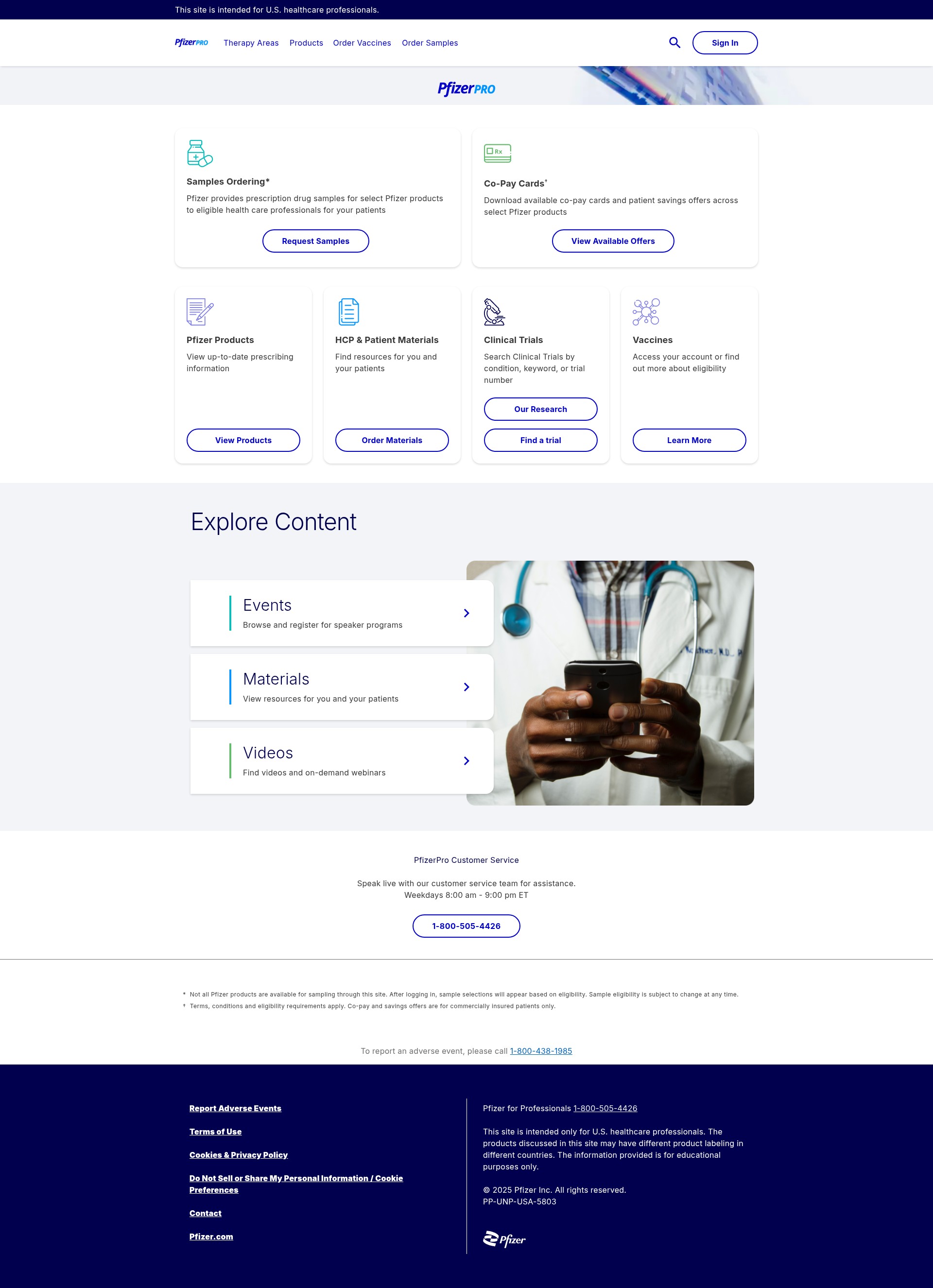 Screenshot of pfizerpro.com