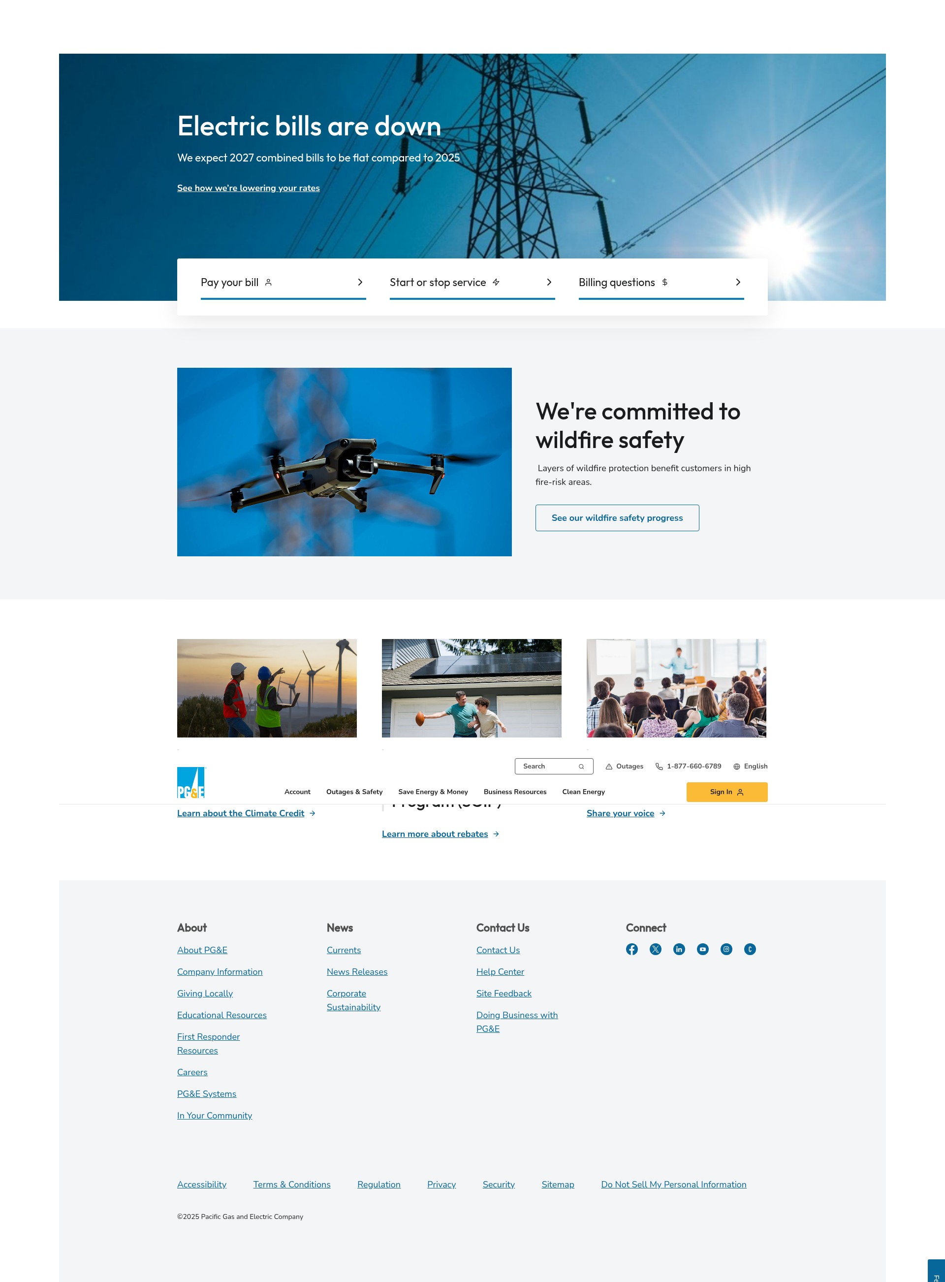 Screenshot of pge.com