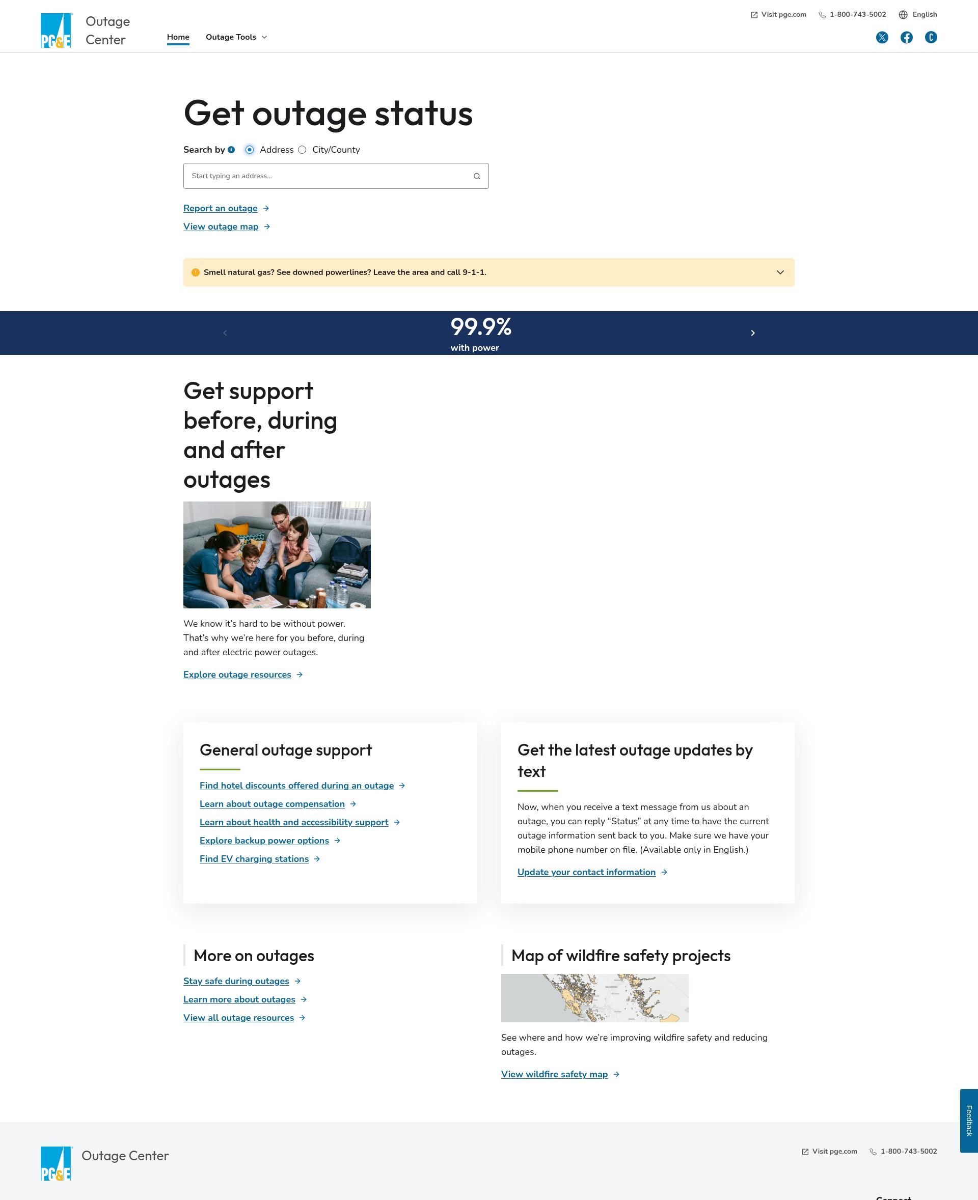 Screenshot of pgealerts.alerts.pge.com