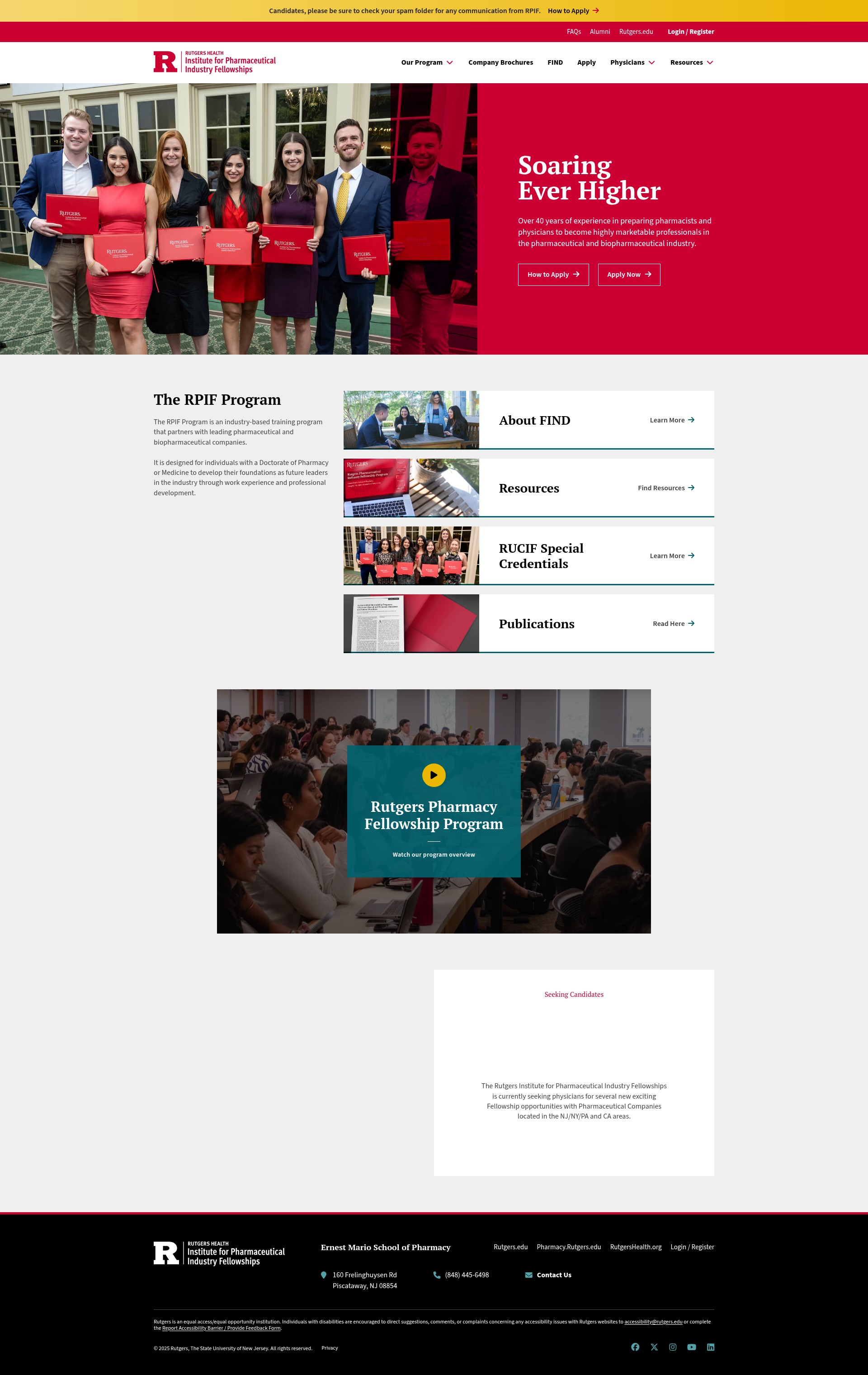 Screenshot of pharmafellows.rutgers.edu