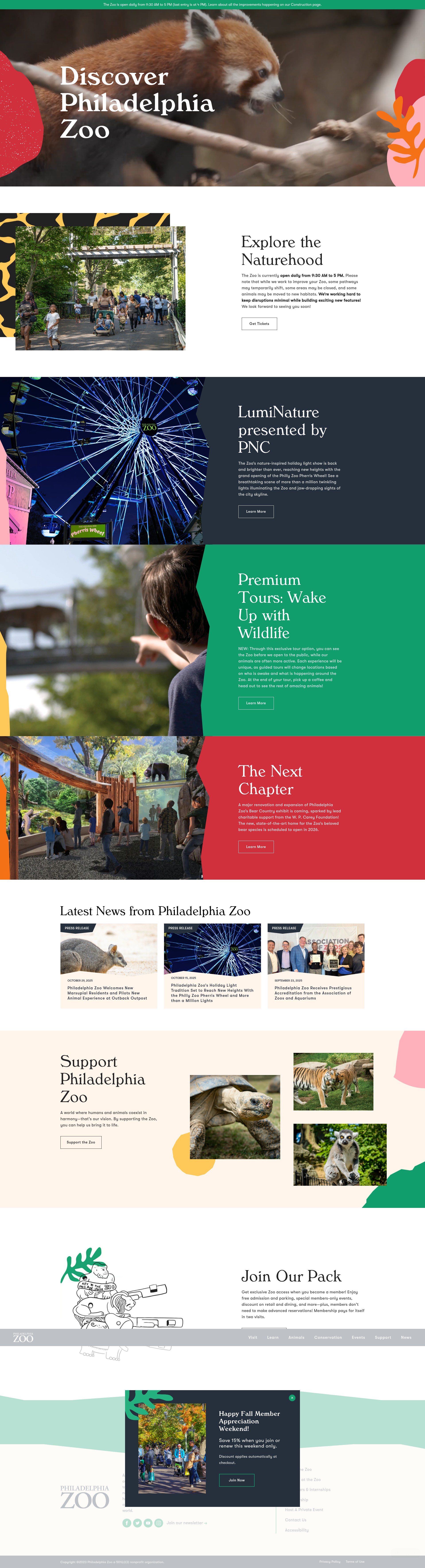 Screenshot of philadelphiazoo.org