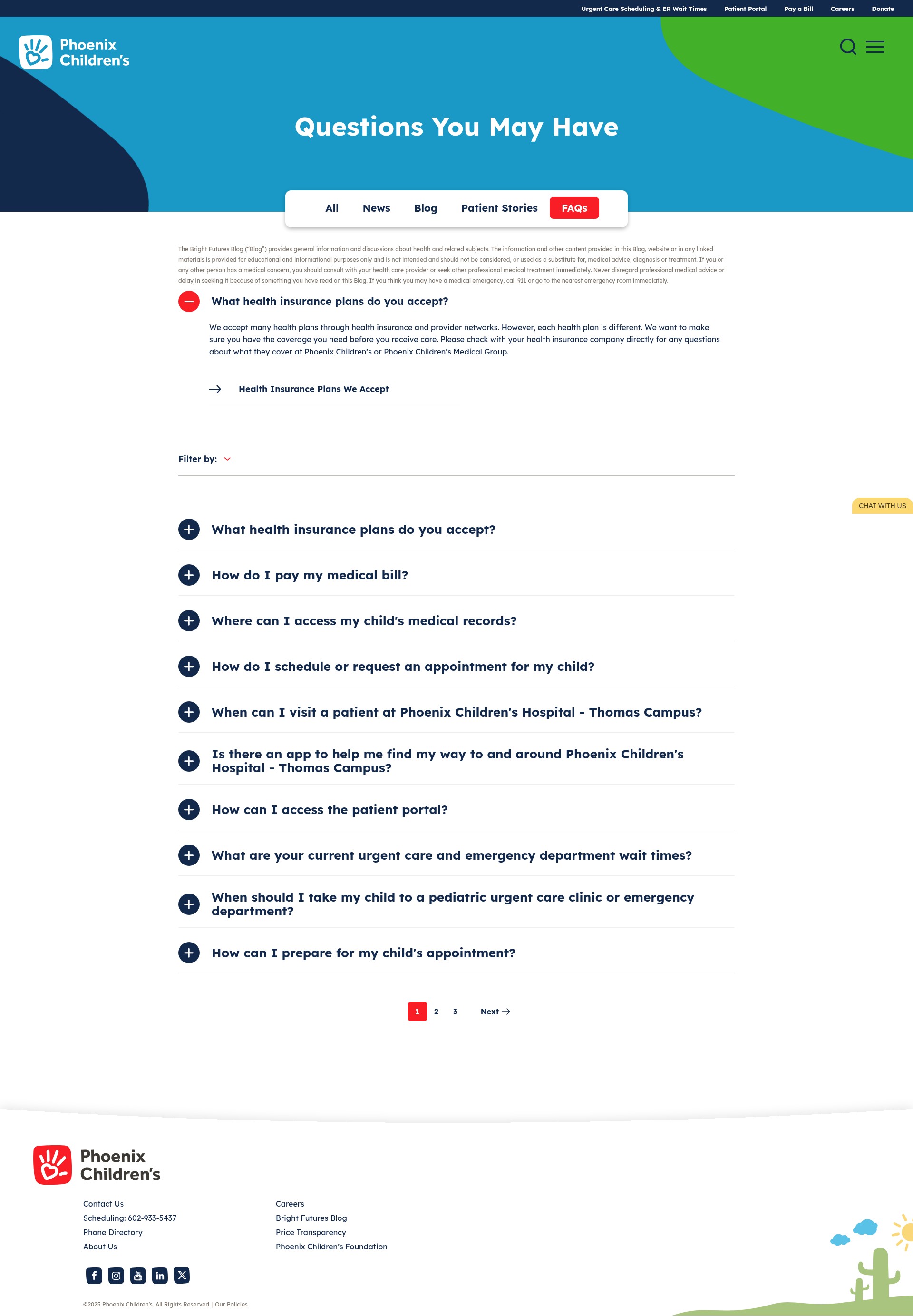 Screenshot of phoenixchildrens.org