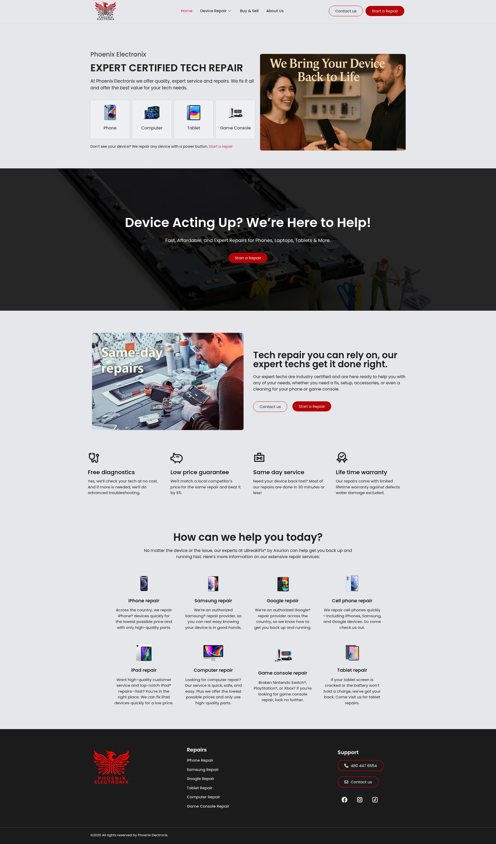 Screenshot of phoenixelectronix.com