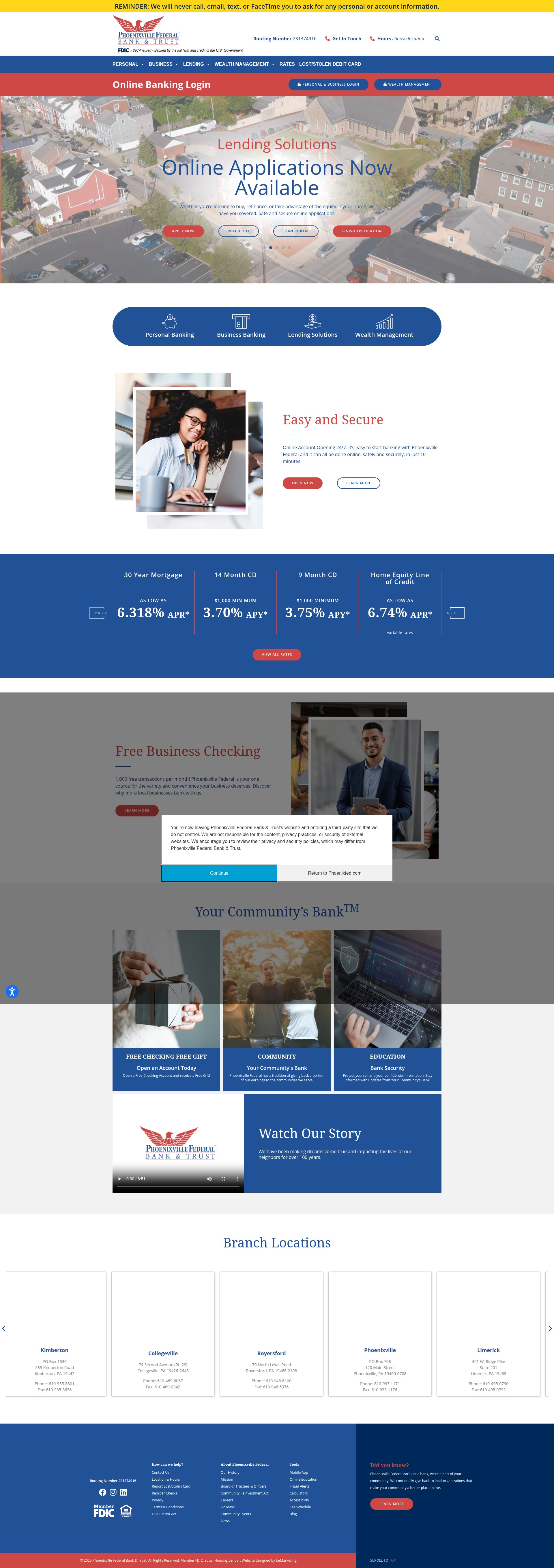 Screenshot of phoenixfed.com