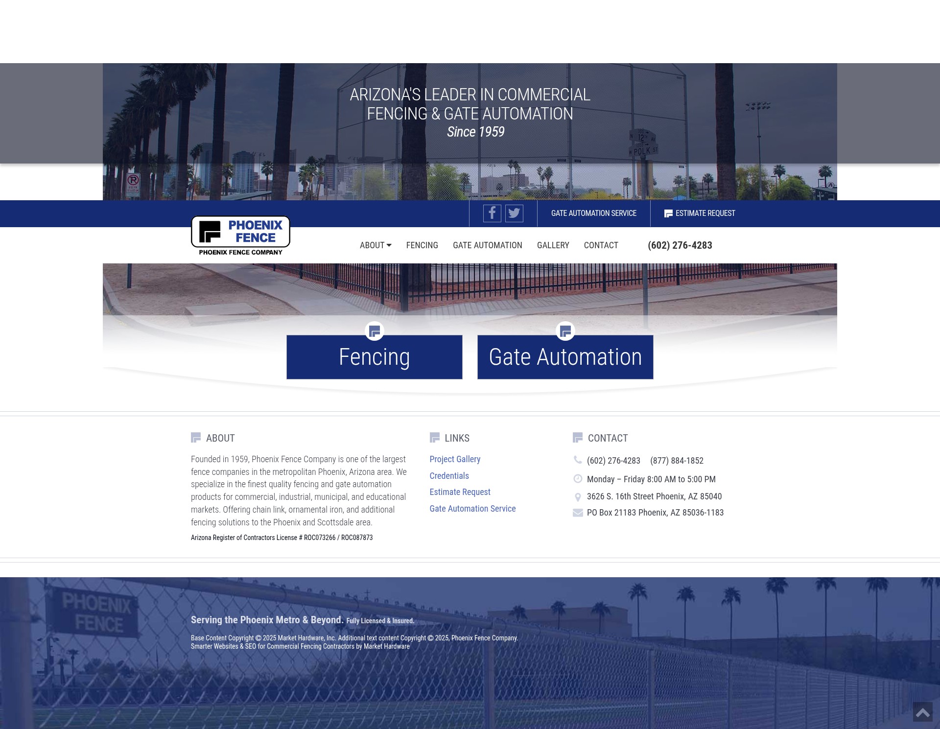 Screenshot of phoenixfence.com