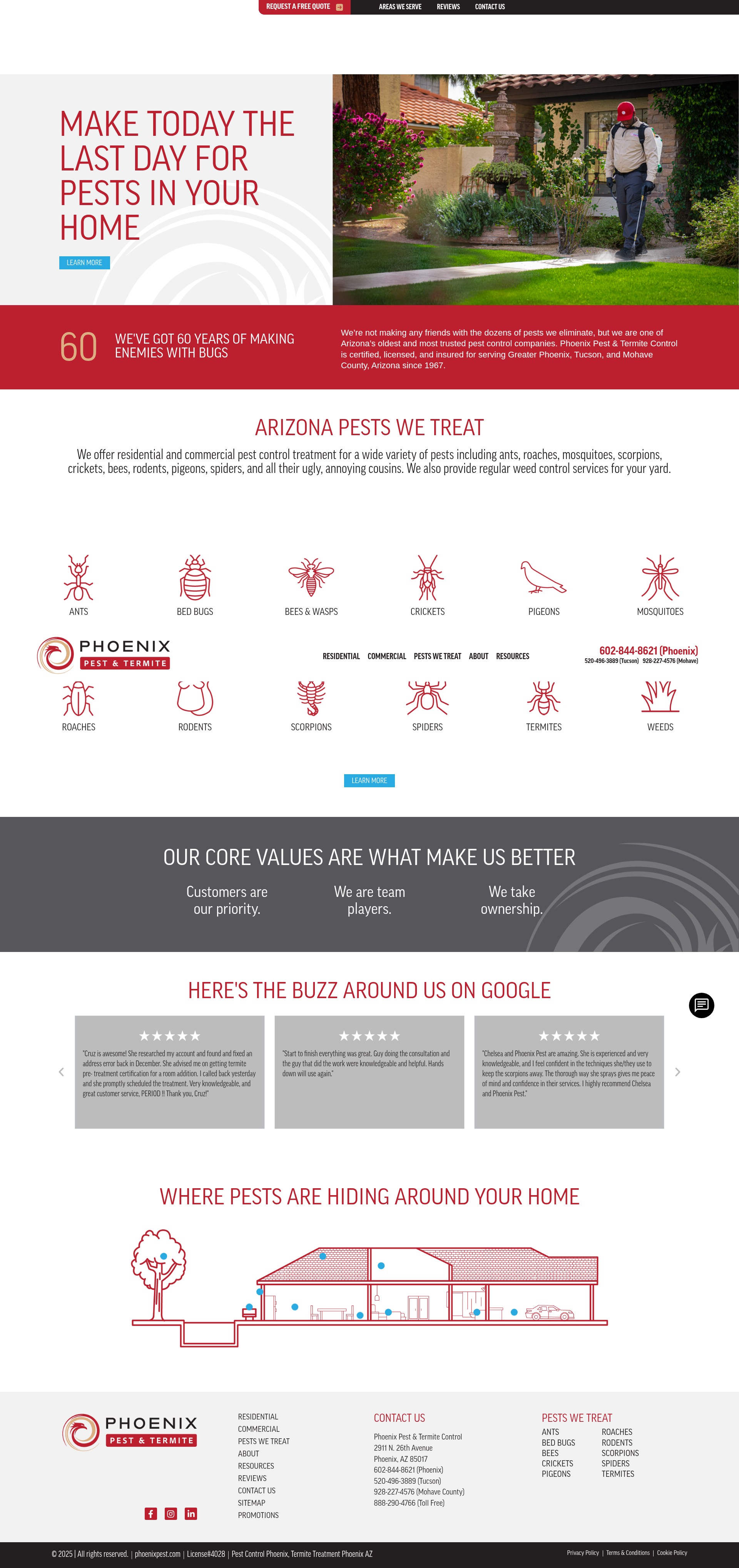 Screenshot of phoenixpest.com