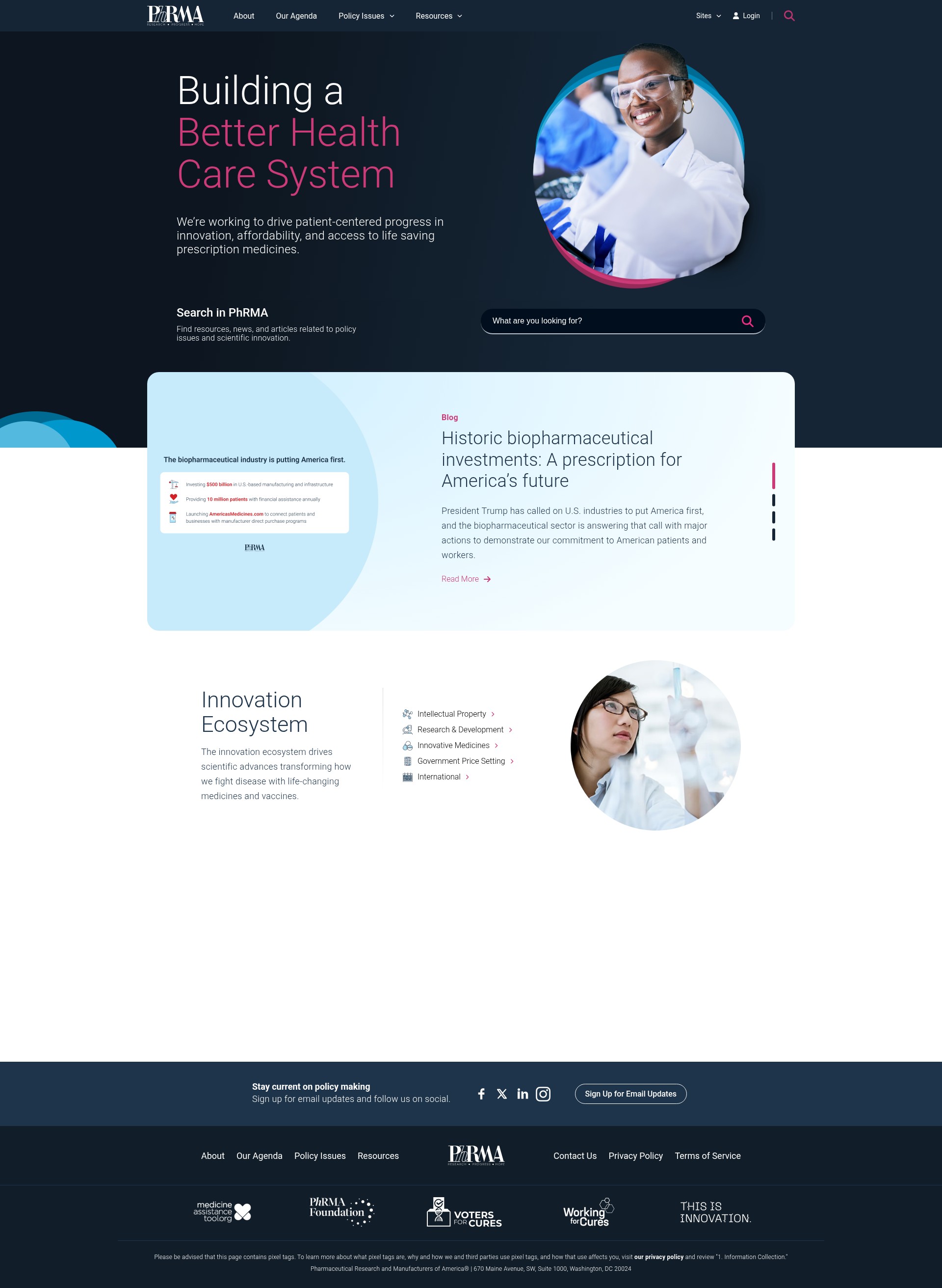 Screenshot of phrma.org