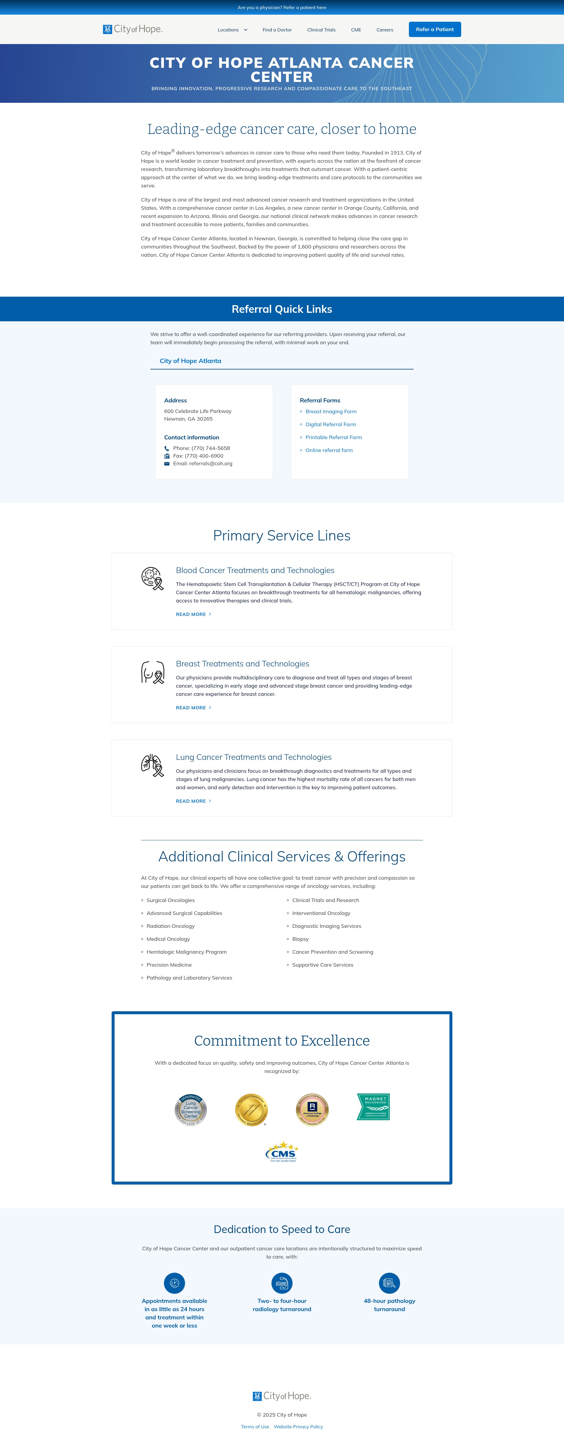 Screenshot of physicians.cityofhope.org