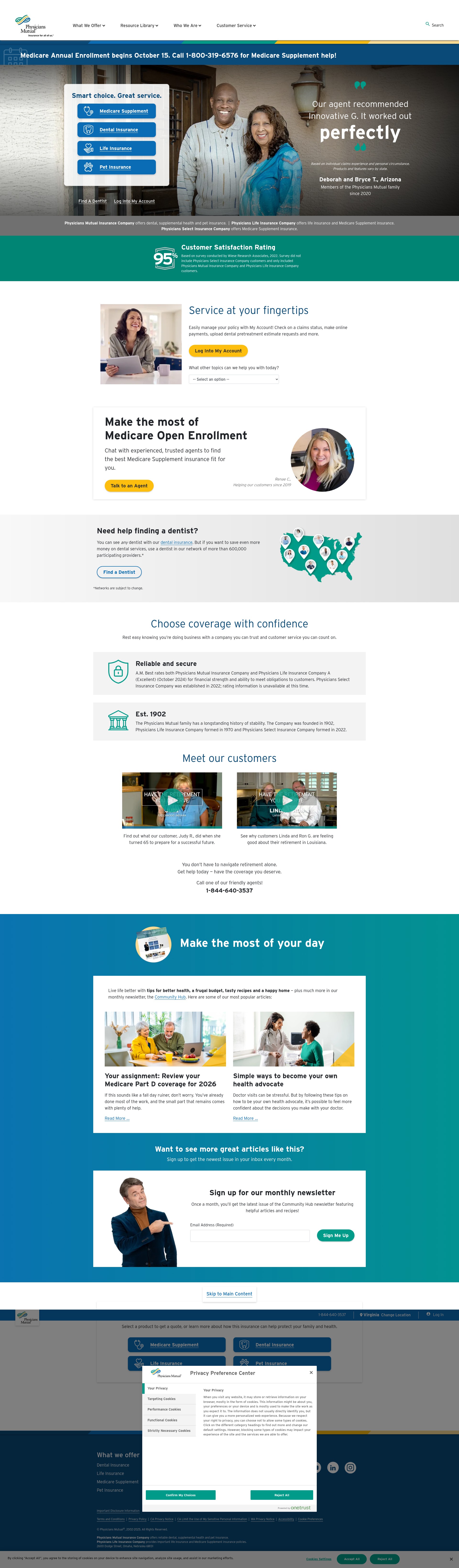 Screenshot of physiciansmutual.com