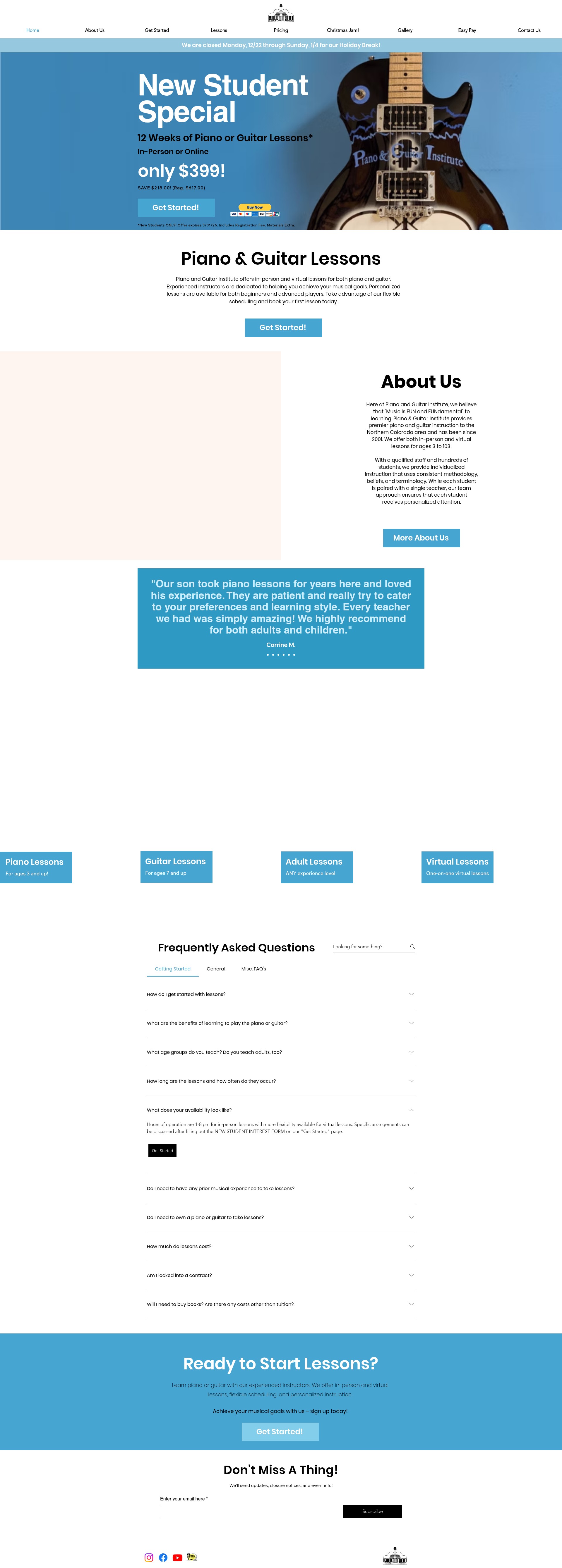 Screenshot of pianoandguitarinstitute.com