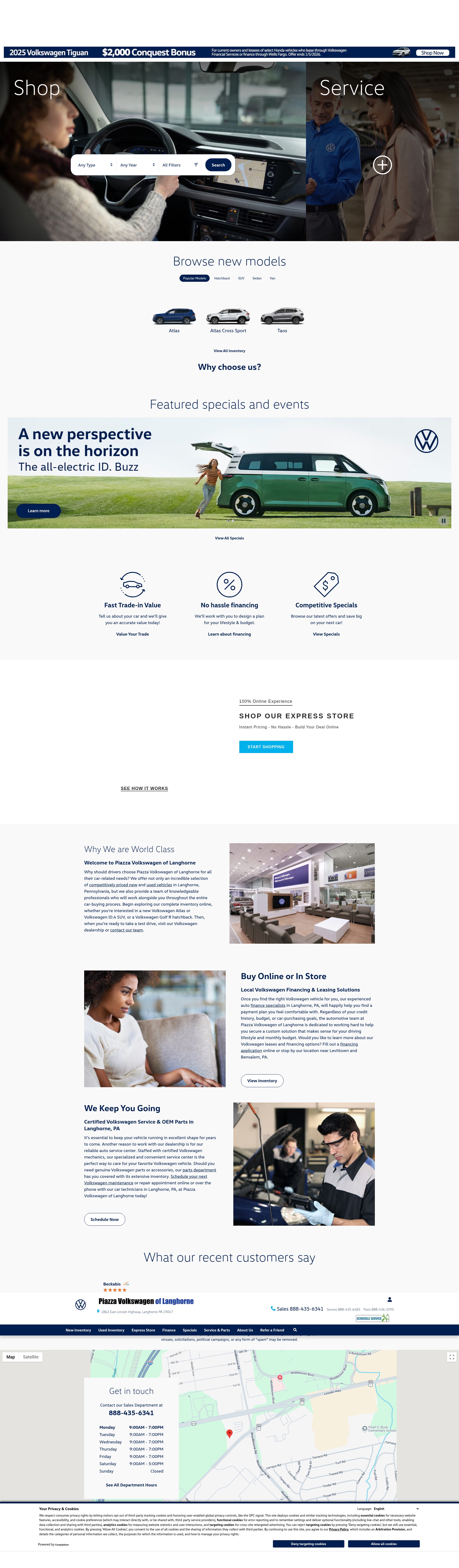 Screenshot of piazzavwlanghorne.com