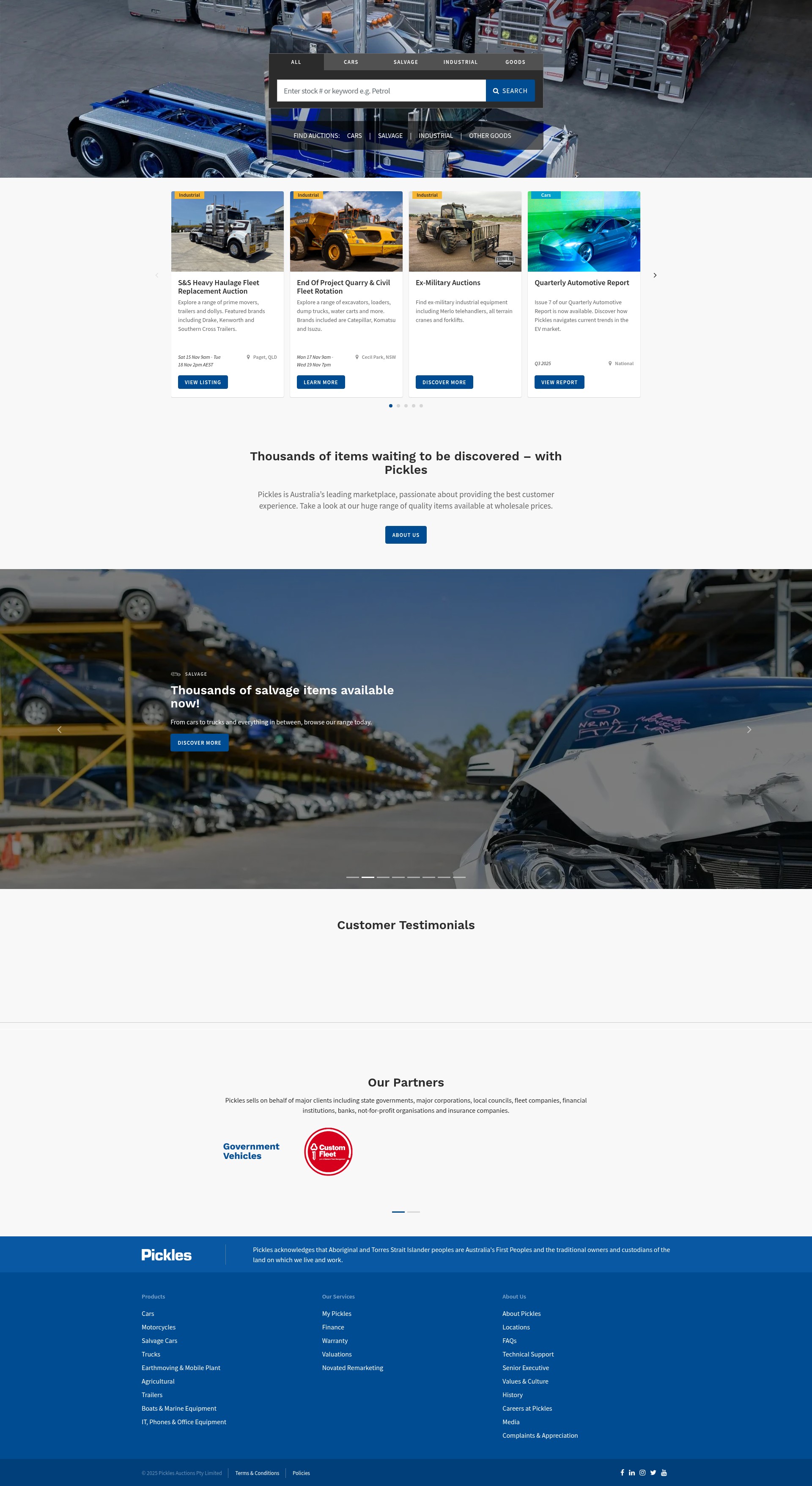 Screenshot of pickles.com.au