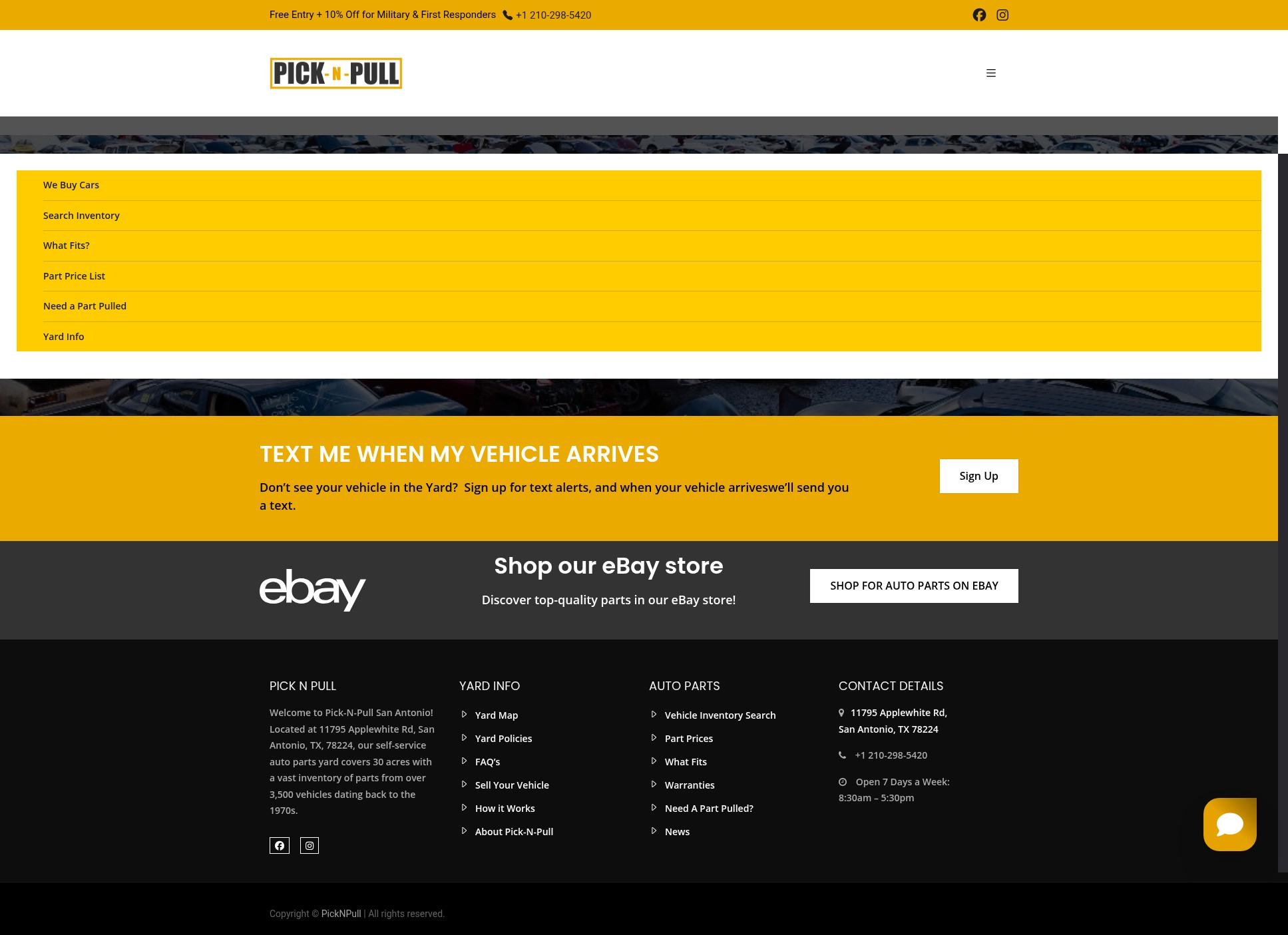 Screenshot of picknpullsa.com