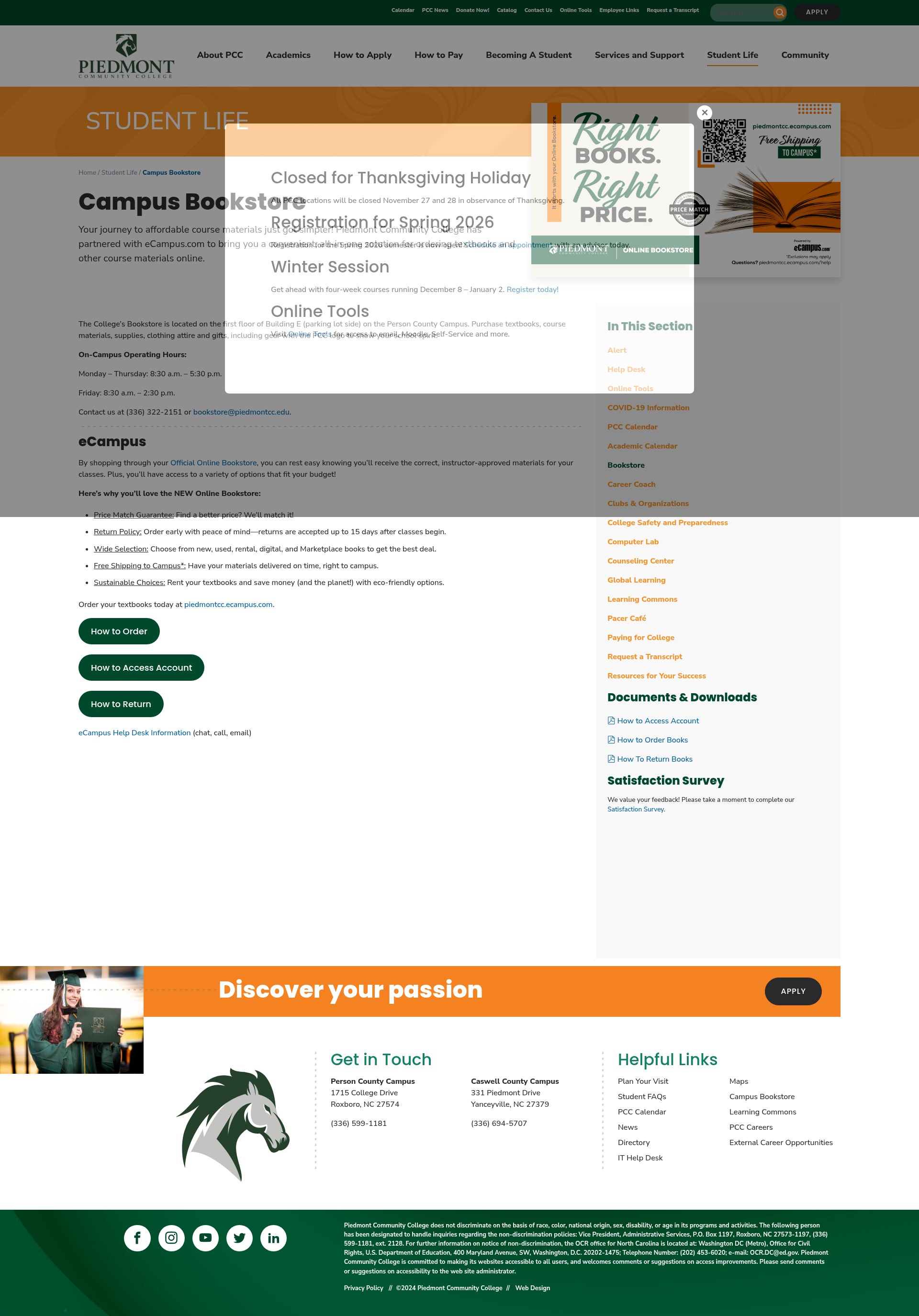 Screenshot of piedmontcc.edu