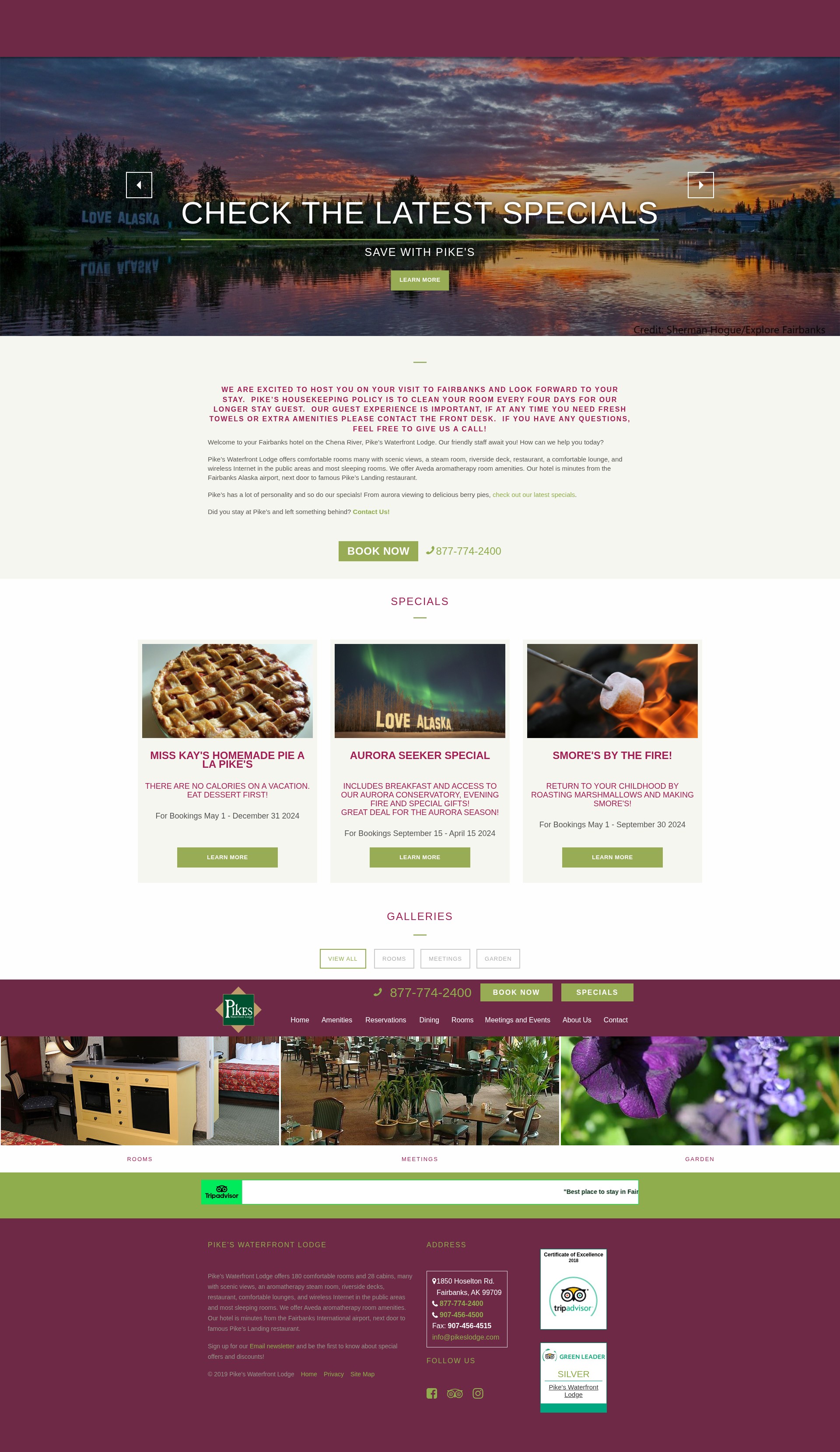 Screenshot of pikeslodge.com