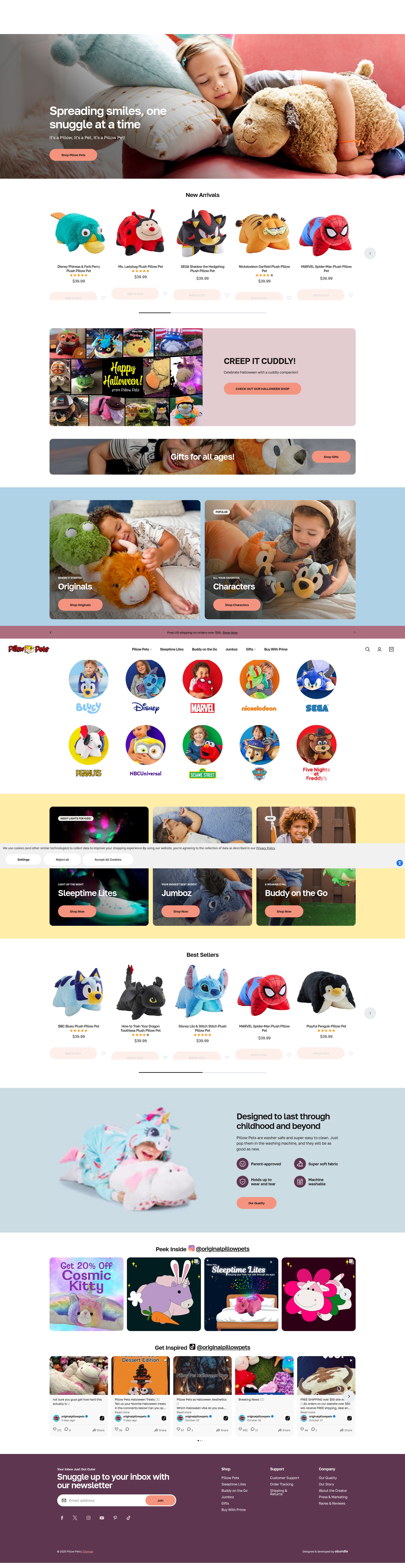 Screenshot of pillowpets.com