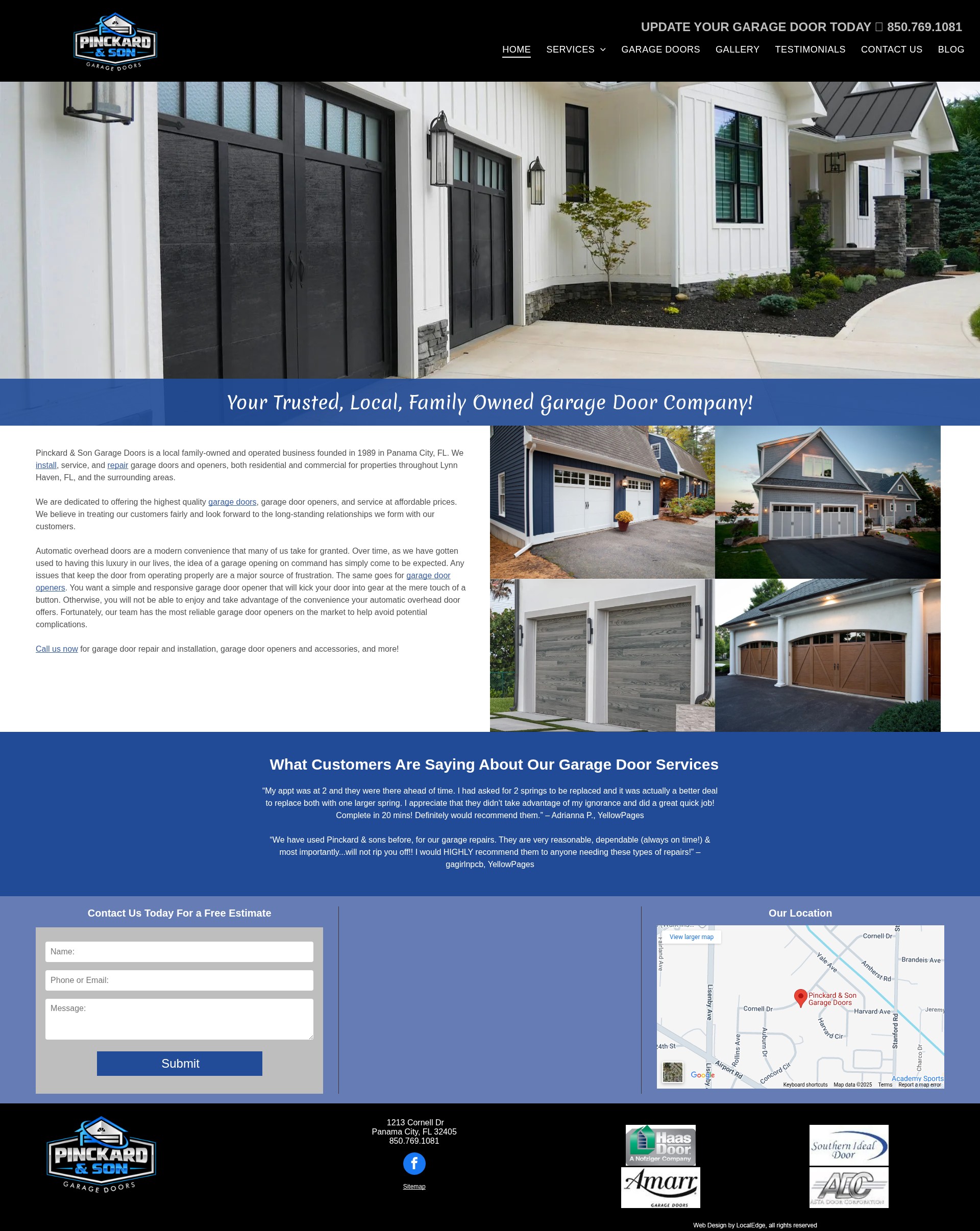 Screenshot of pinckardandsongaragedoors.com