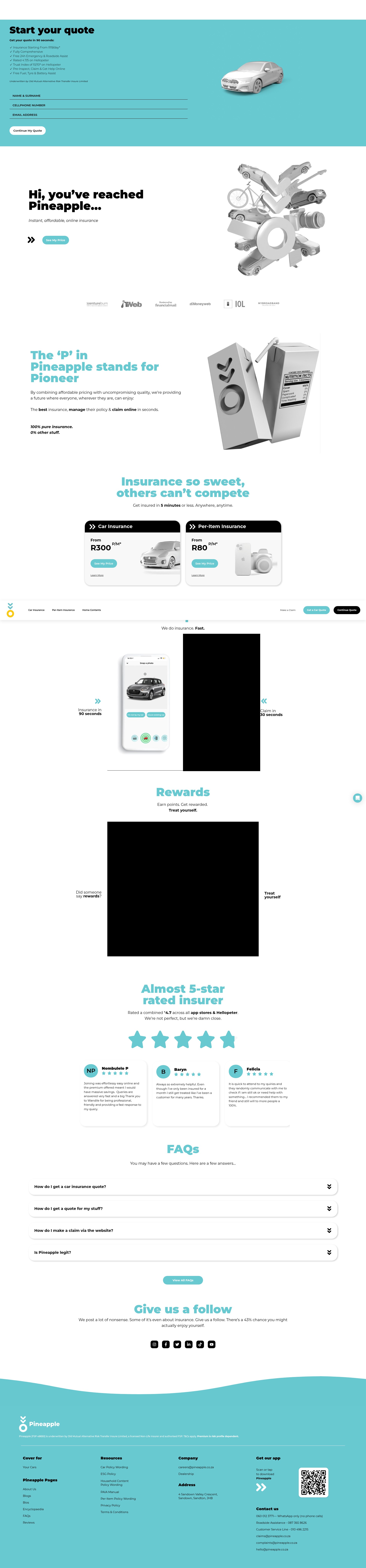 Screenshot of pineapple.co.za