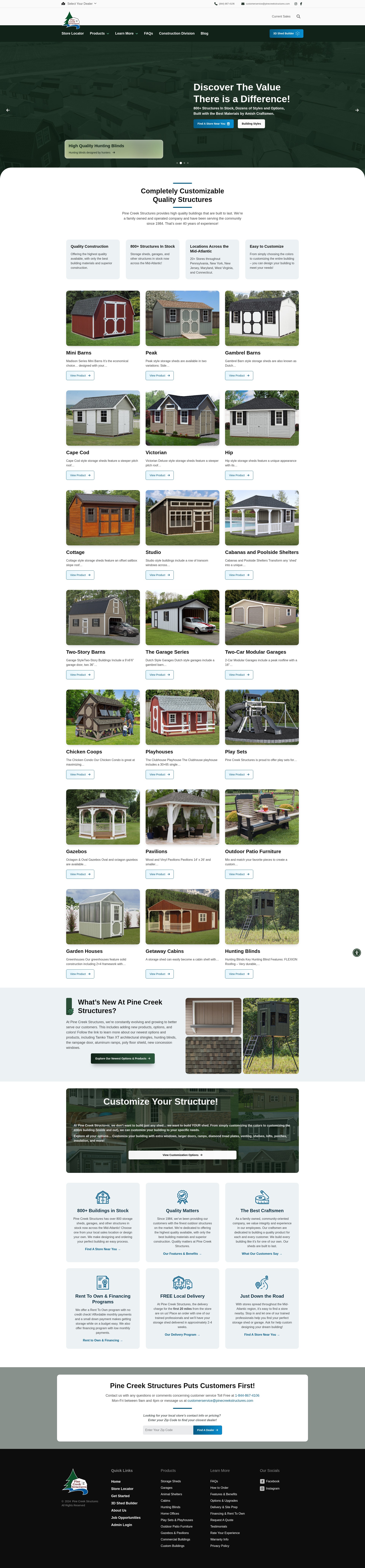 Screenshot of pinecreekstructures.com