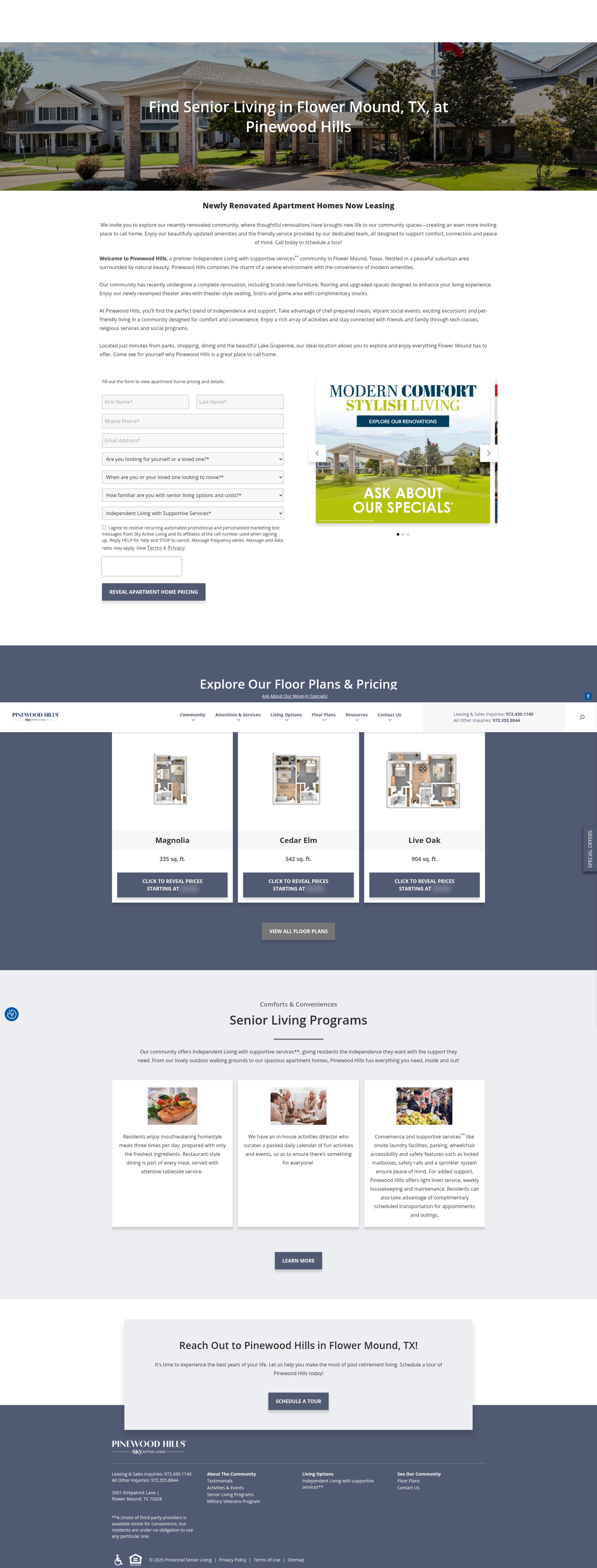 Screenshot of pinewoodhillsseniorliving.com