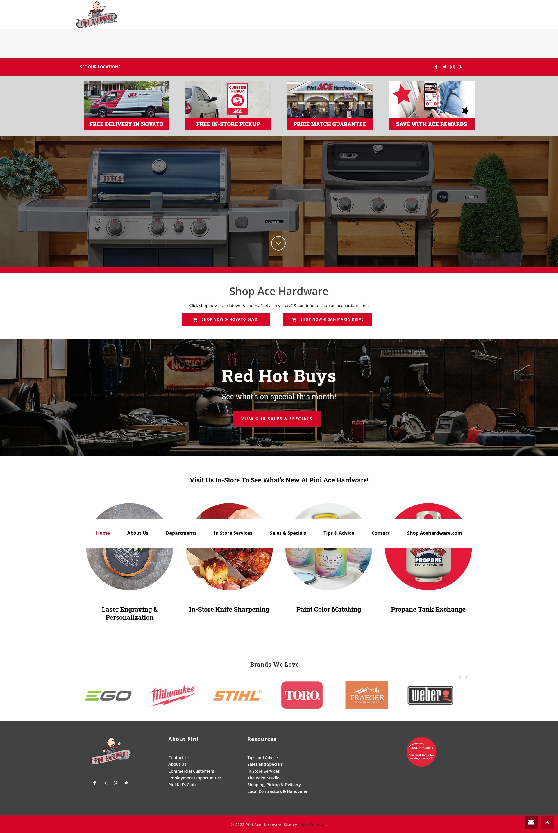 Screenshot of pinihardware.com