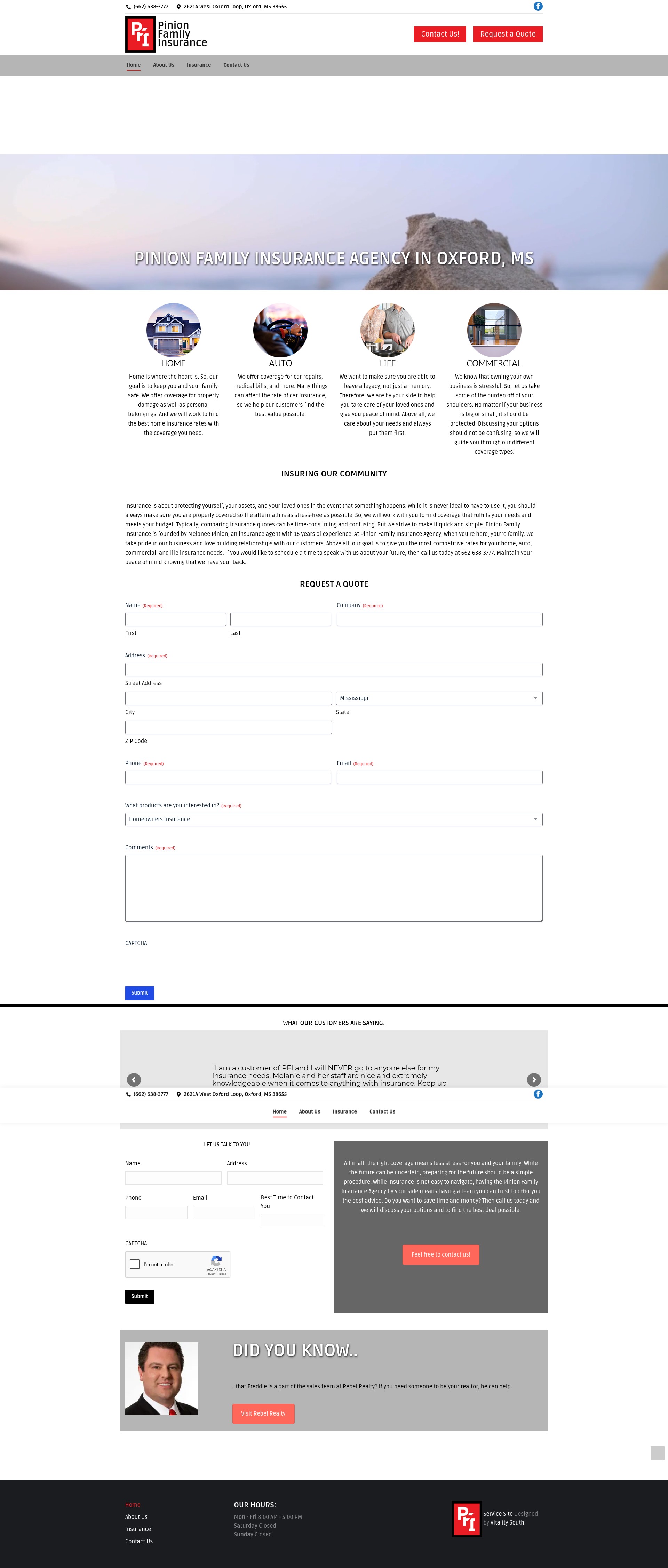 Screenshot of pinionfamilyinsurance.com