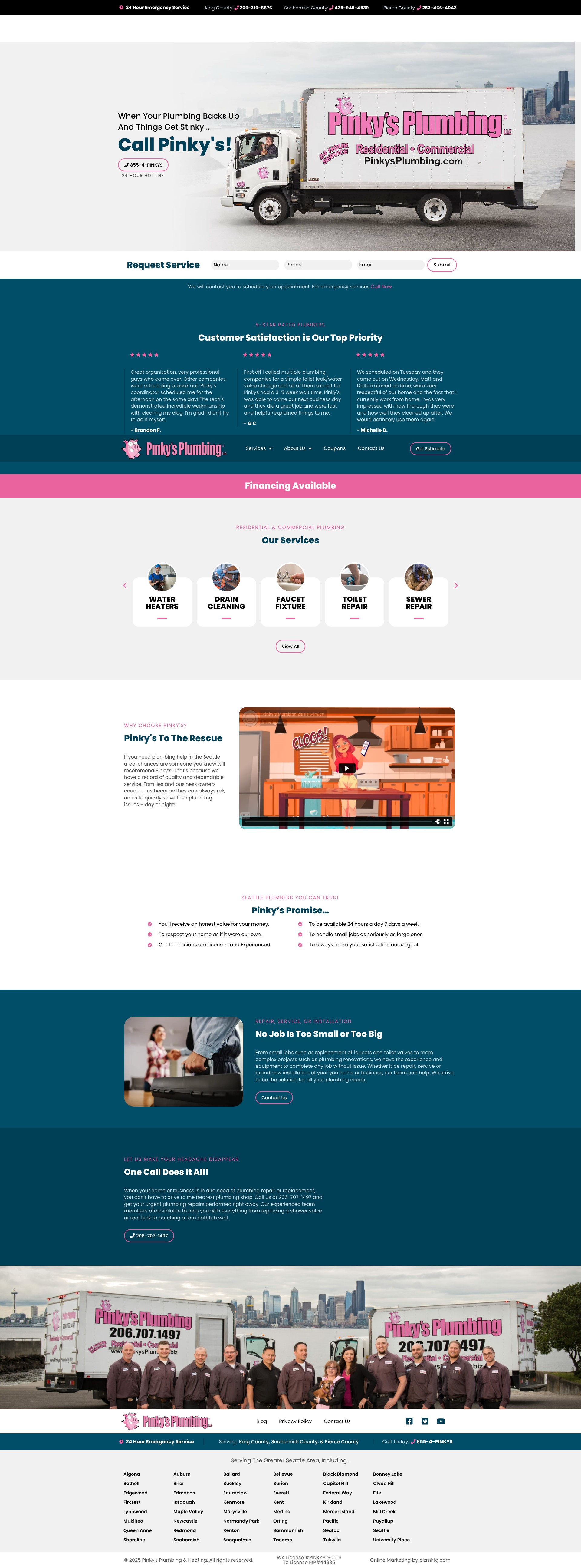 Screenshot of pinkysplumbing.com