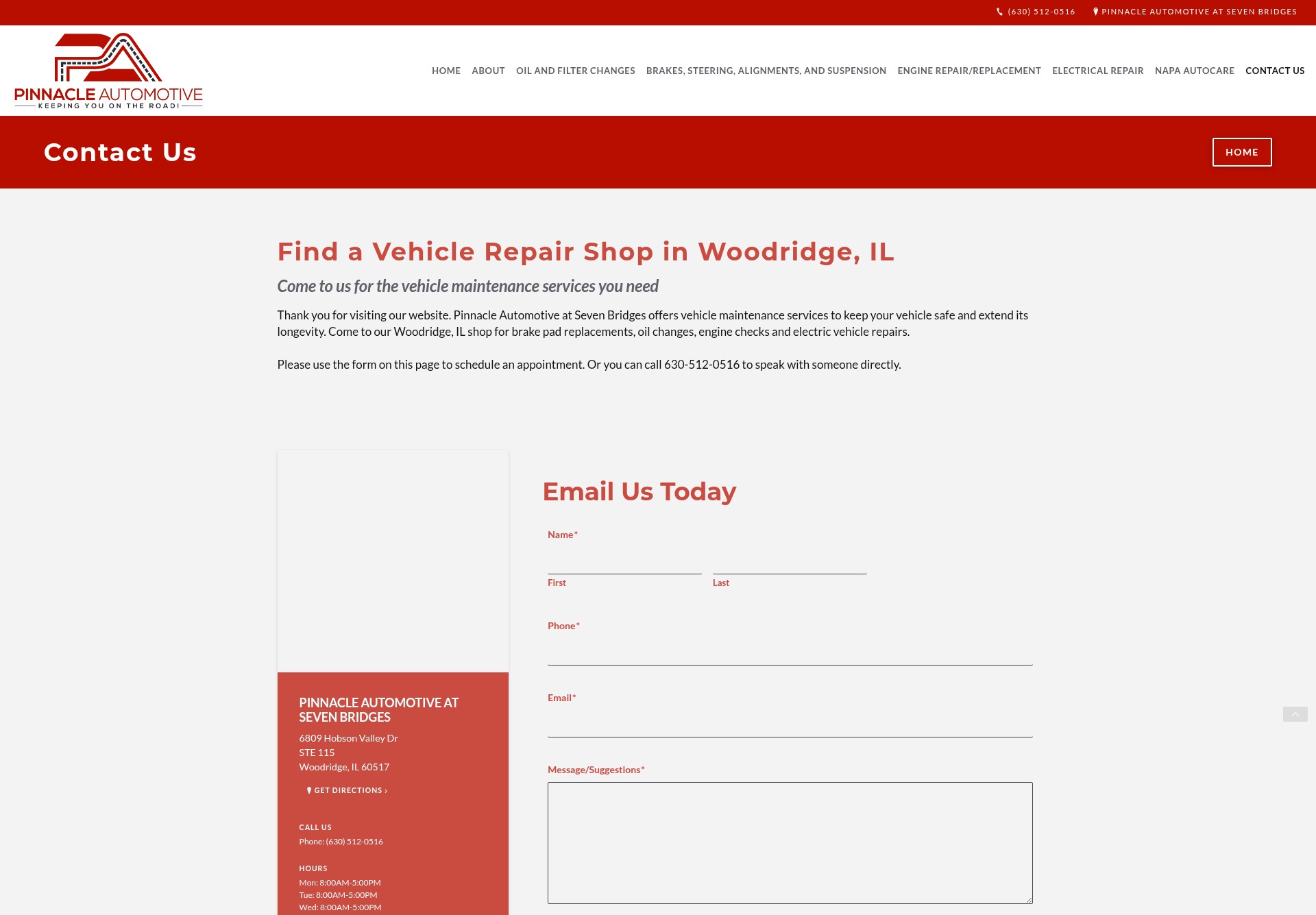 Screenshot of pinnacleautomotivewoodridge.com