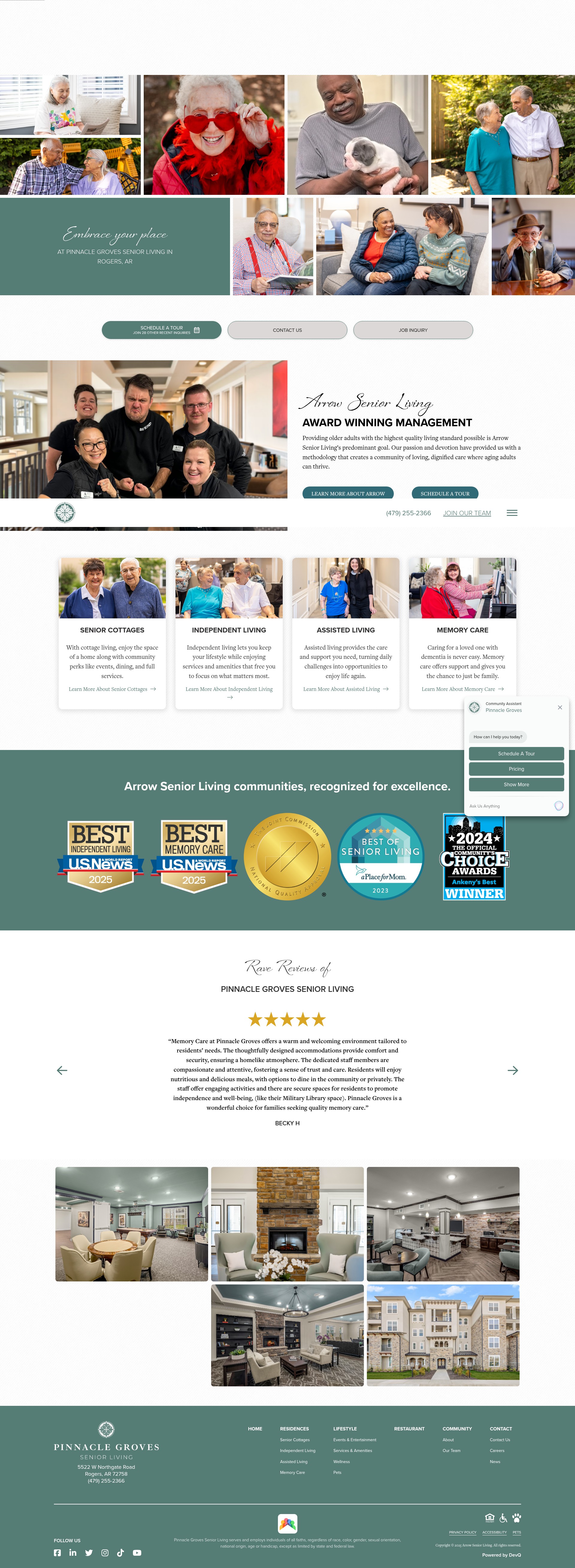 Screenshot of pinnaclegrovesseniorliving.com